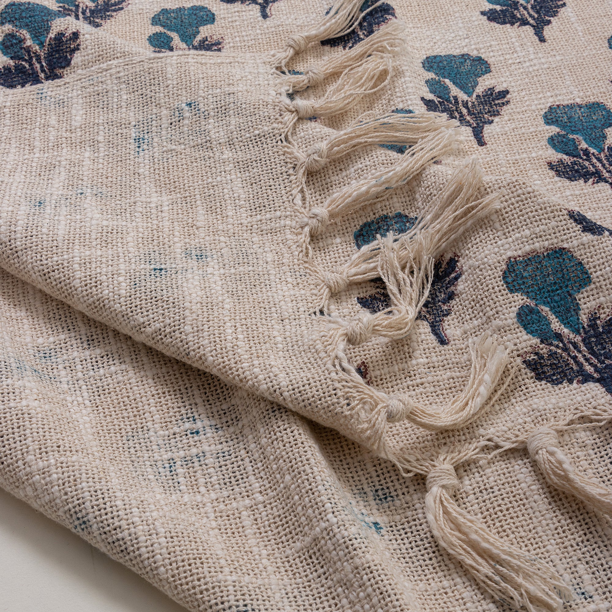 Decorative Floral Indian Block Printed Cotton Throw Blanket - Image 5