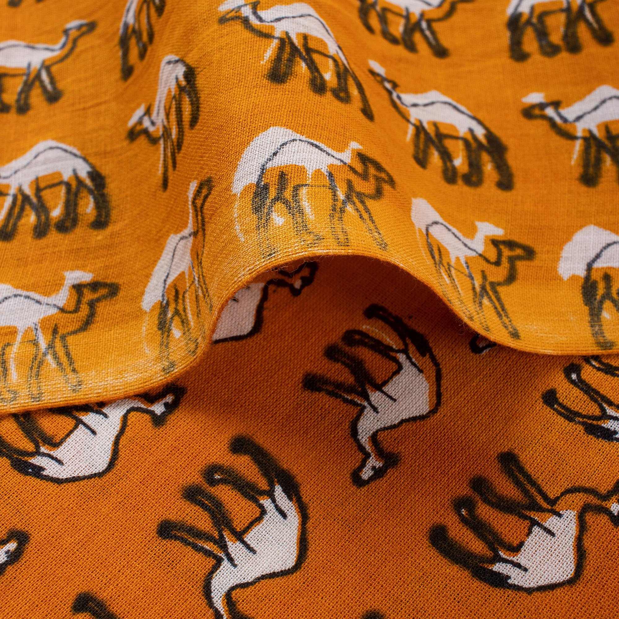 Soft Handmade Camel Print Indian Fabric - Image 3