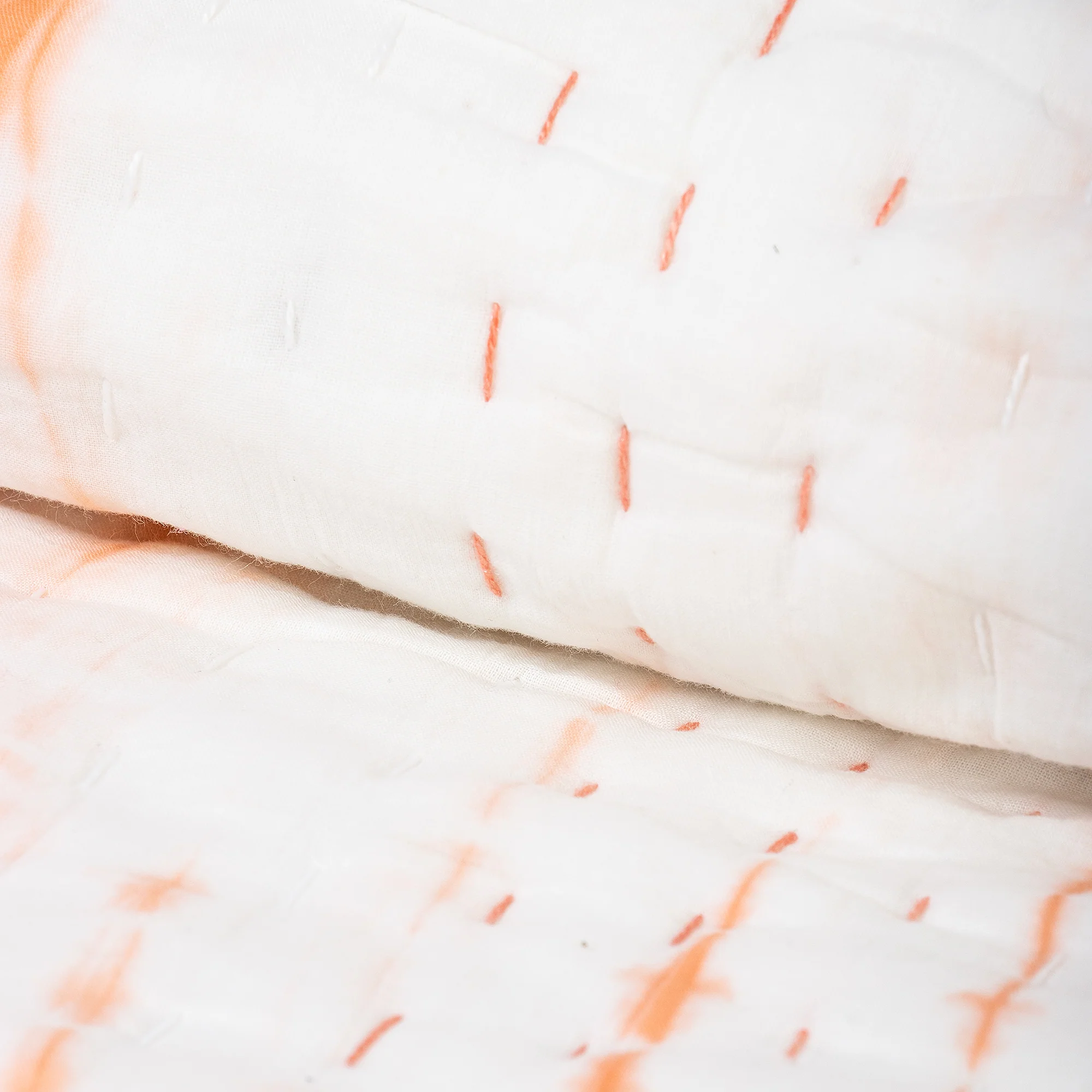 Soft Orange Tie Dye Kantha Cotton Quilt Blanket - Image 2