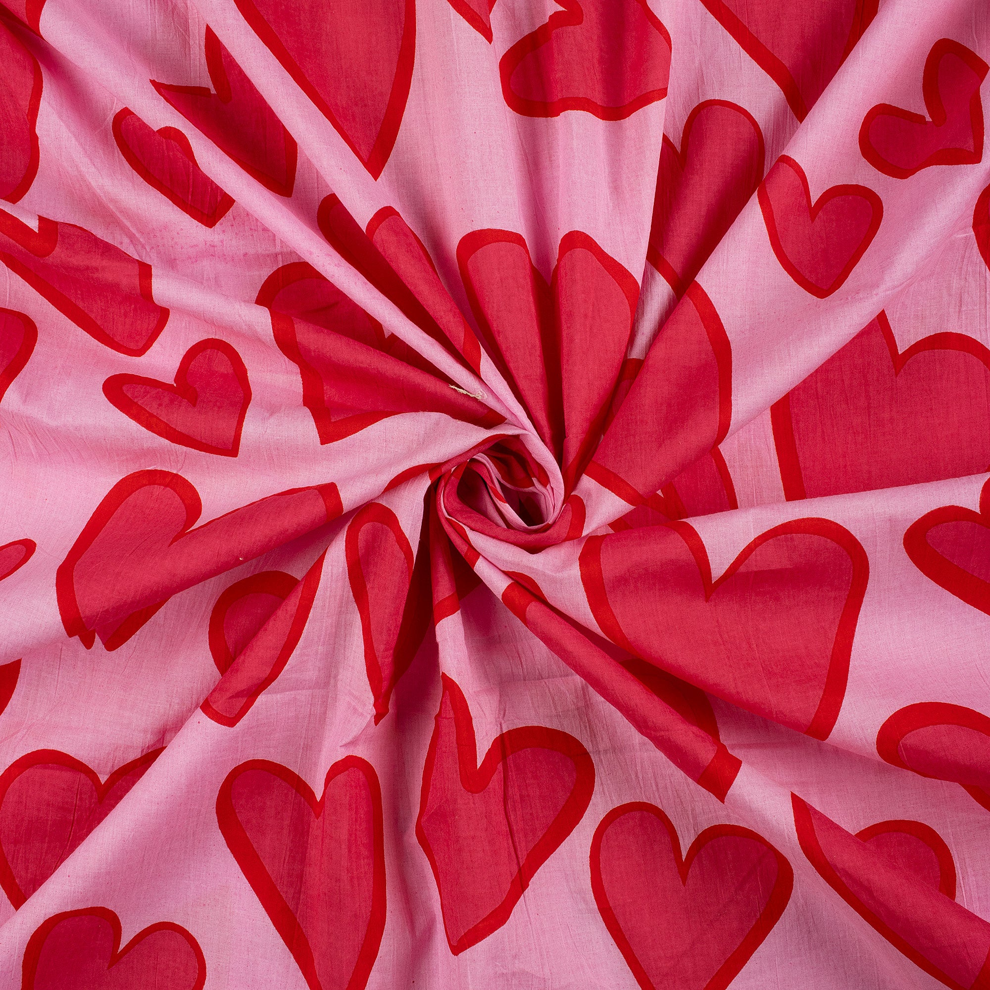 Soft Heart Printed Hand Block Printed Cotton Fabric by Yard - Image 2