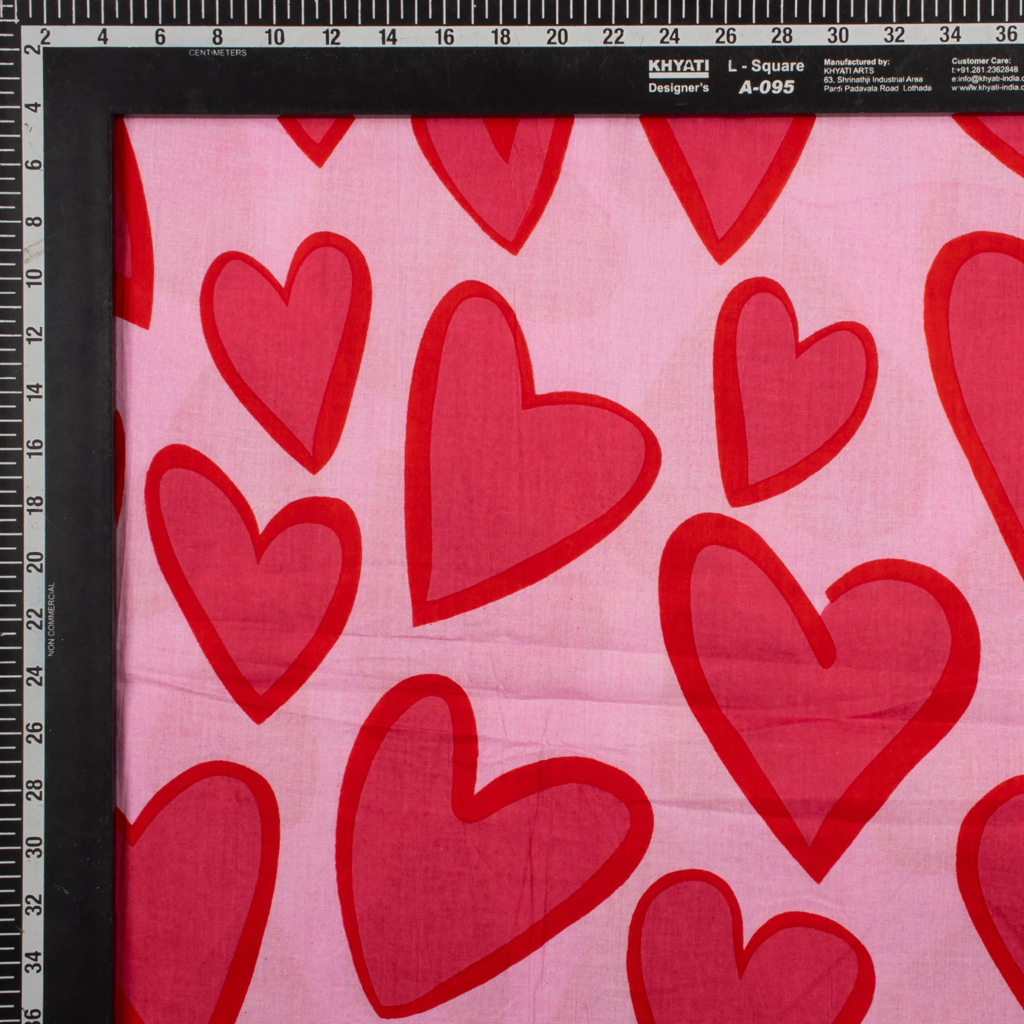 Soft Heart Printed Hand Block Printed Cotton Fabric by Yard - Image 3