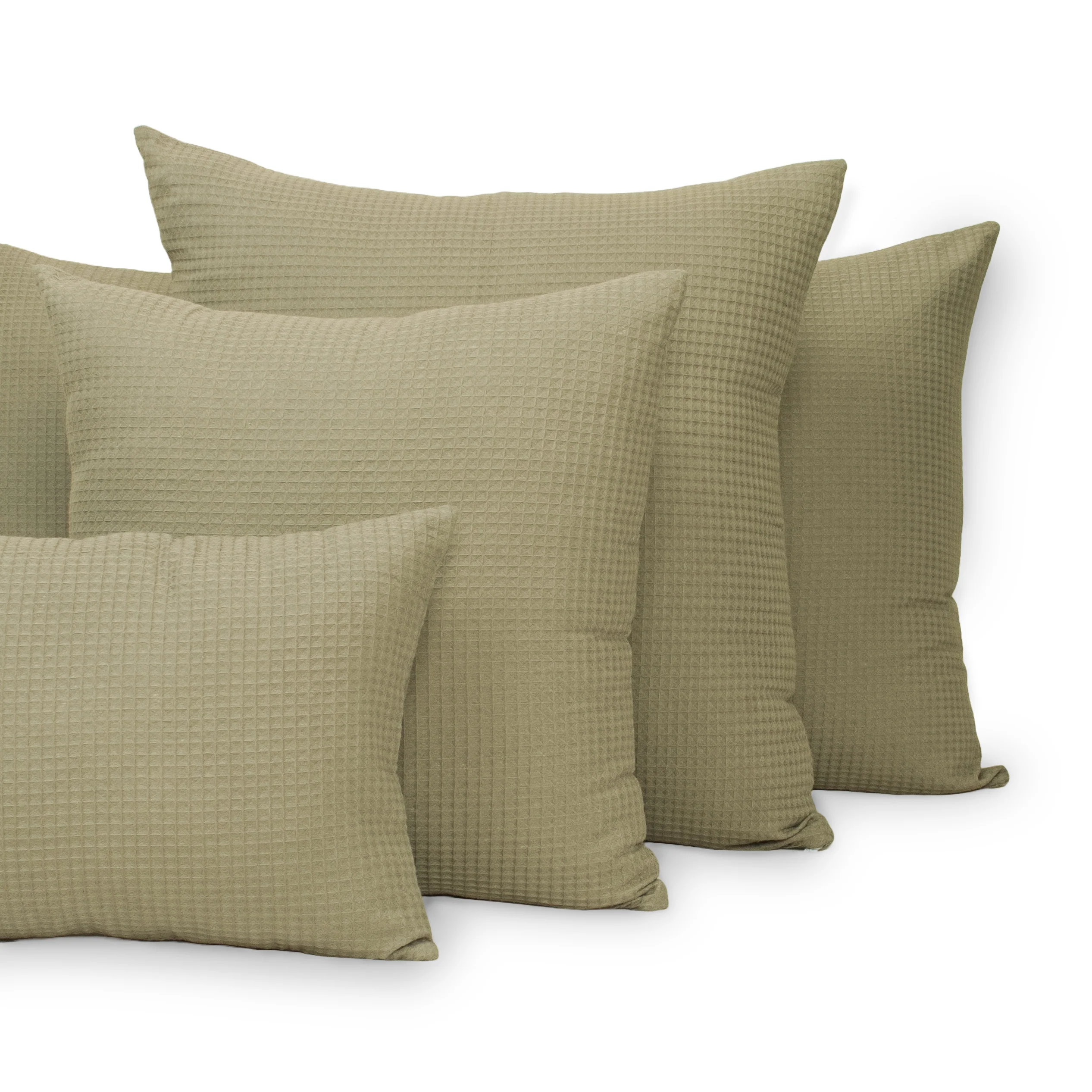 Solid Green Best Cotton Waffle Cushion Cover - Image 4