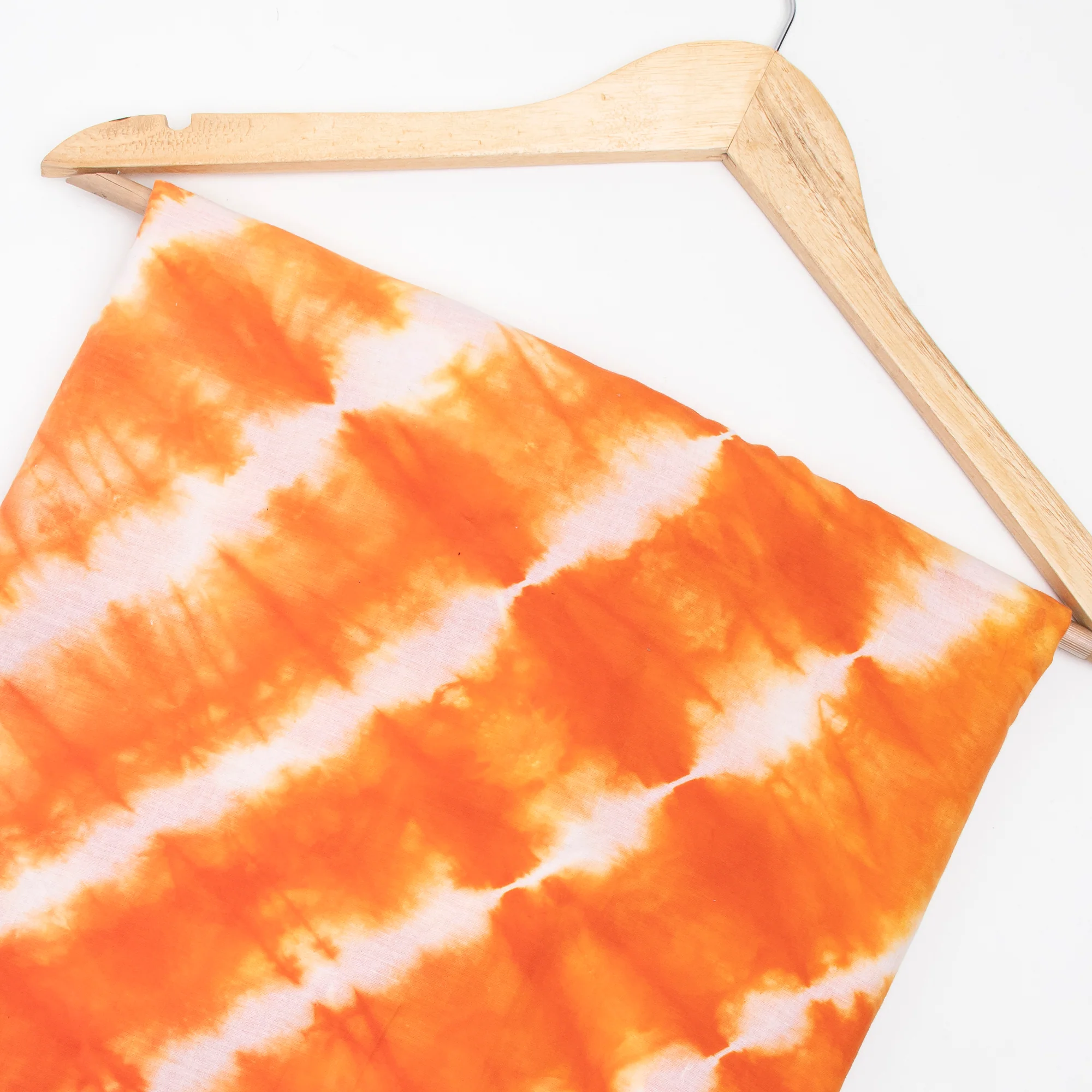 Stunning Orange Indian Handmade Tie Dye Cotton Fabrics - Image 3