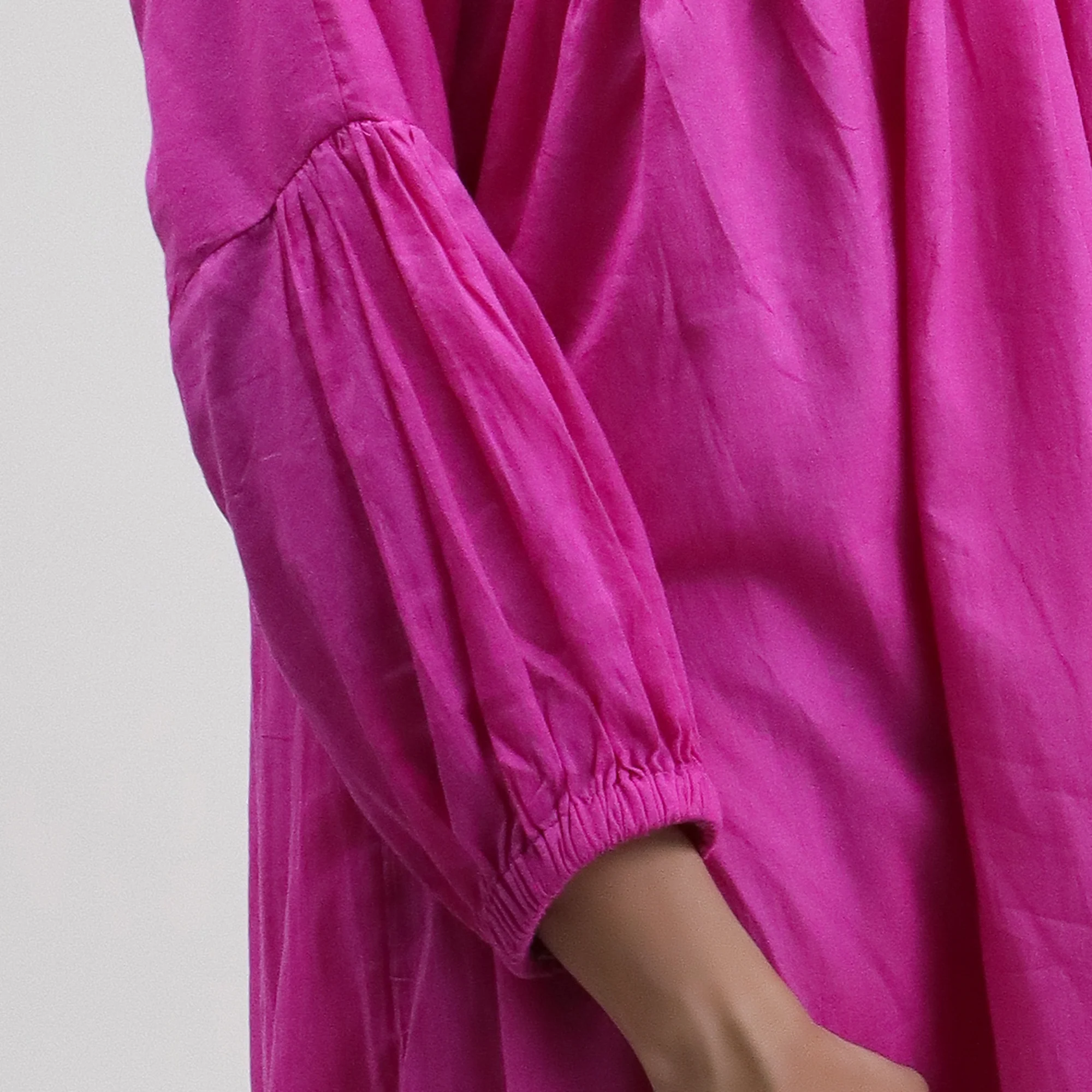 Solid V Neck Cotton Midi Dress For Women's - Image 3