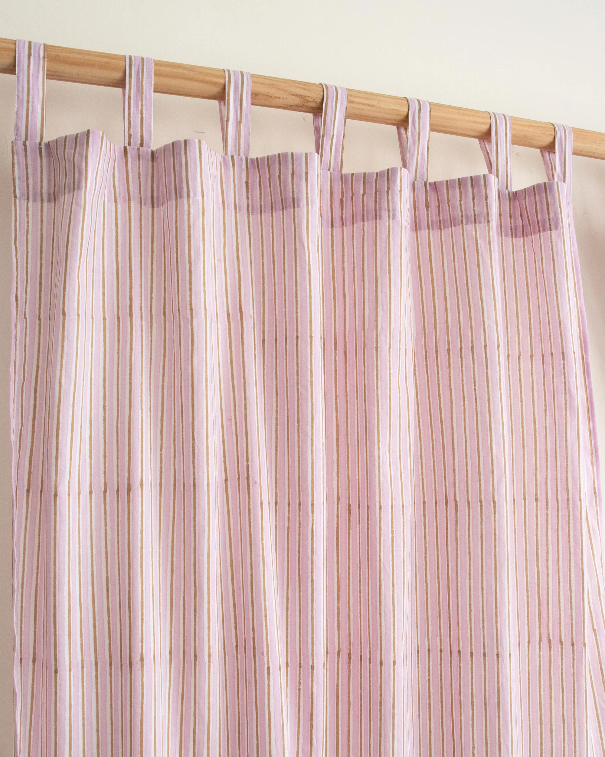 Stripe Block Printed Cotton Curtains for Bedroom