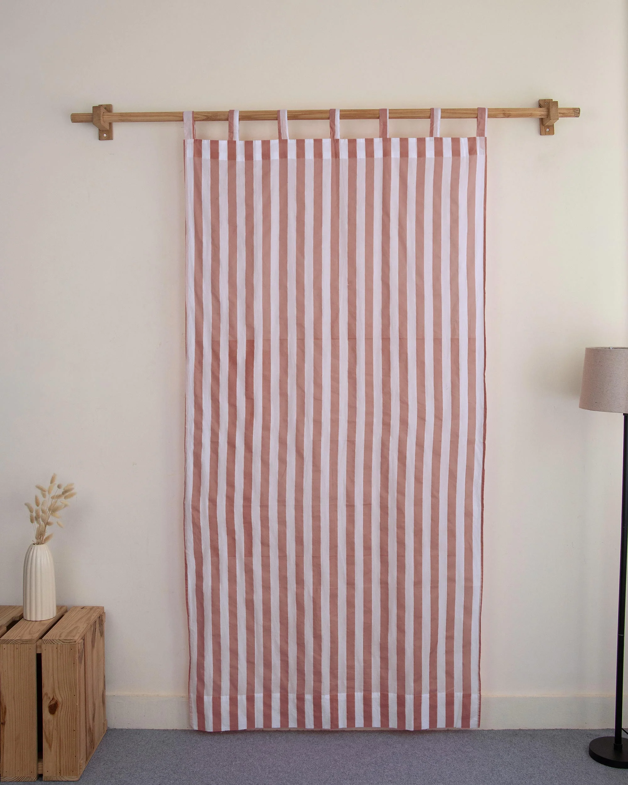 Stripe Block Printed Cotton Curtains Windows - Image 4
