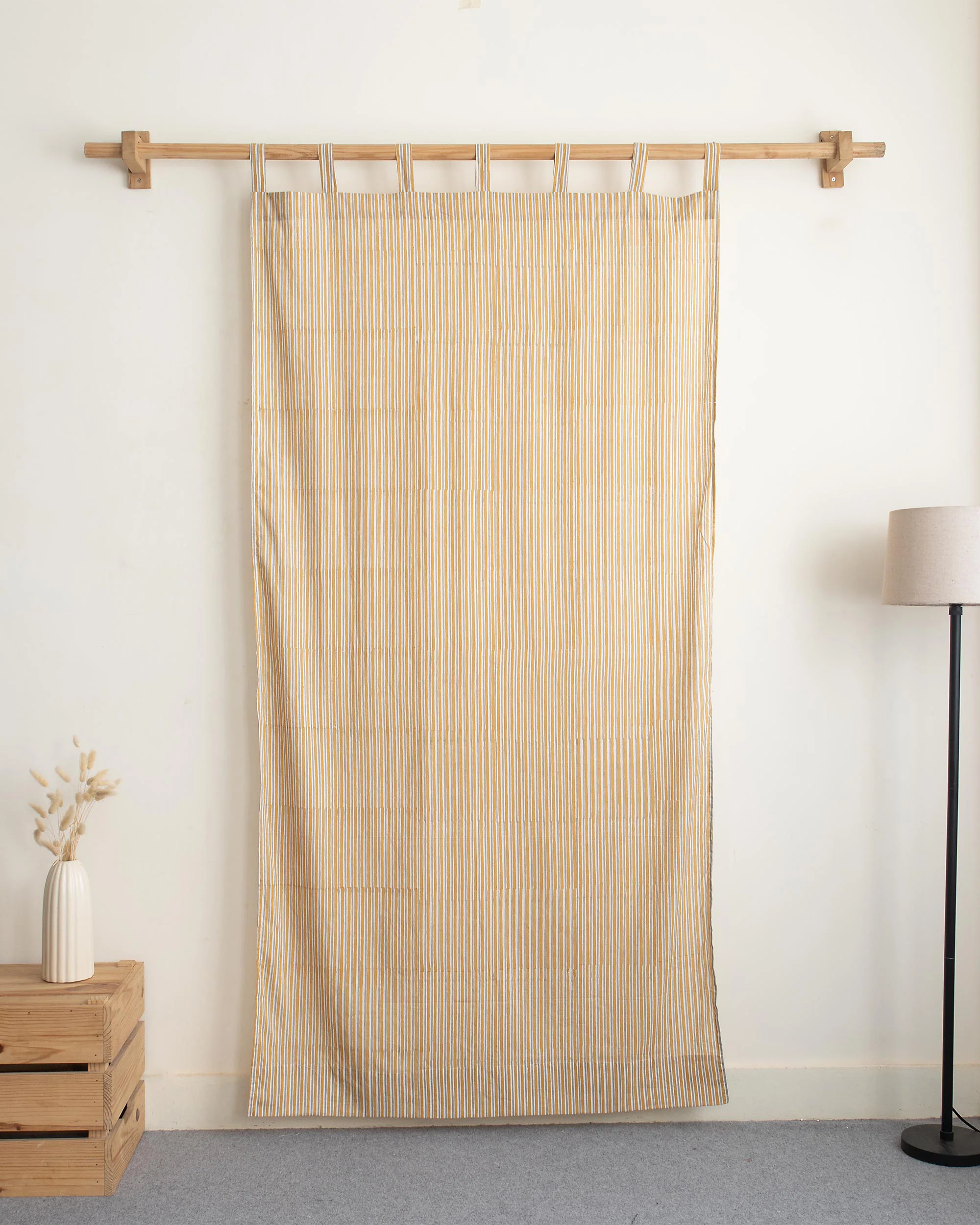 Stripe Block Printed Organic Cotton Curtains for Home Decor | Living Room - Image 5