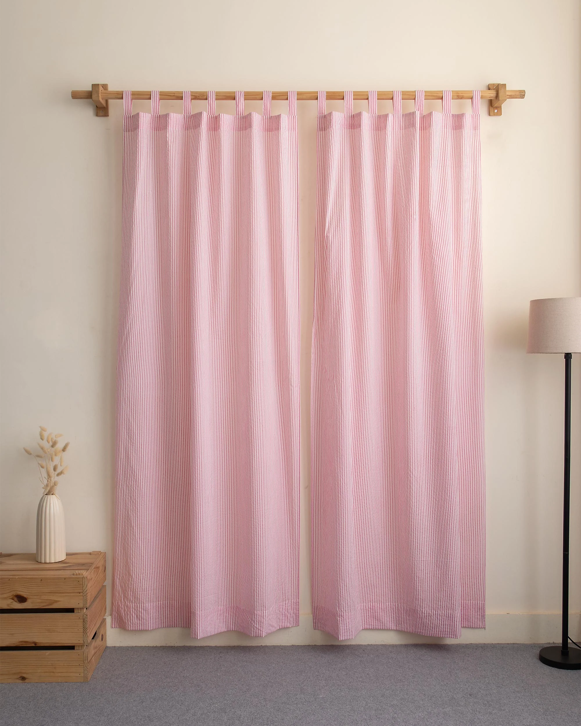 Striped Block Printed Cotton Curtains for Home Decor - Image 2