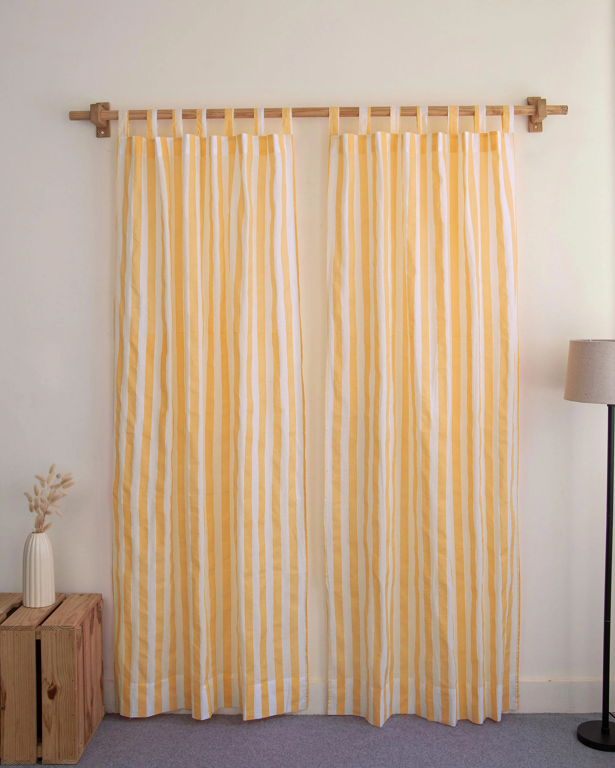 Striped Block Printed Cotton Door Curtains - Image 2