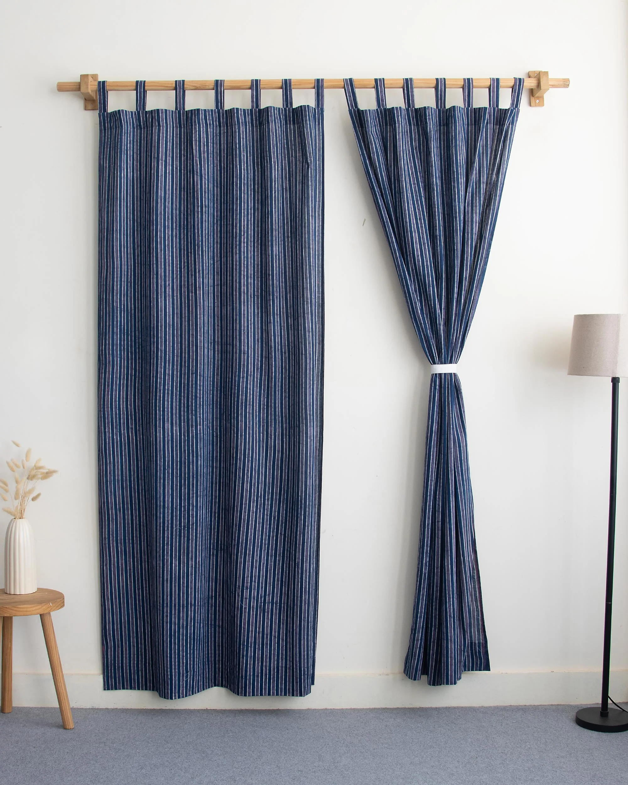 Striped Block Printed Pure Cotton Curtains for Home Decor - Image 3