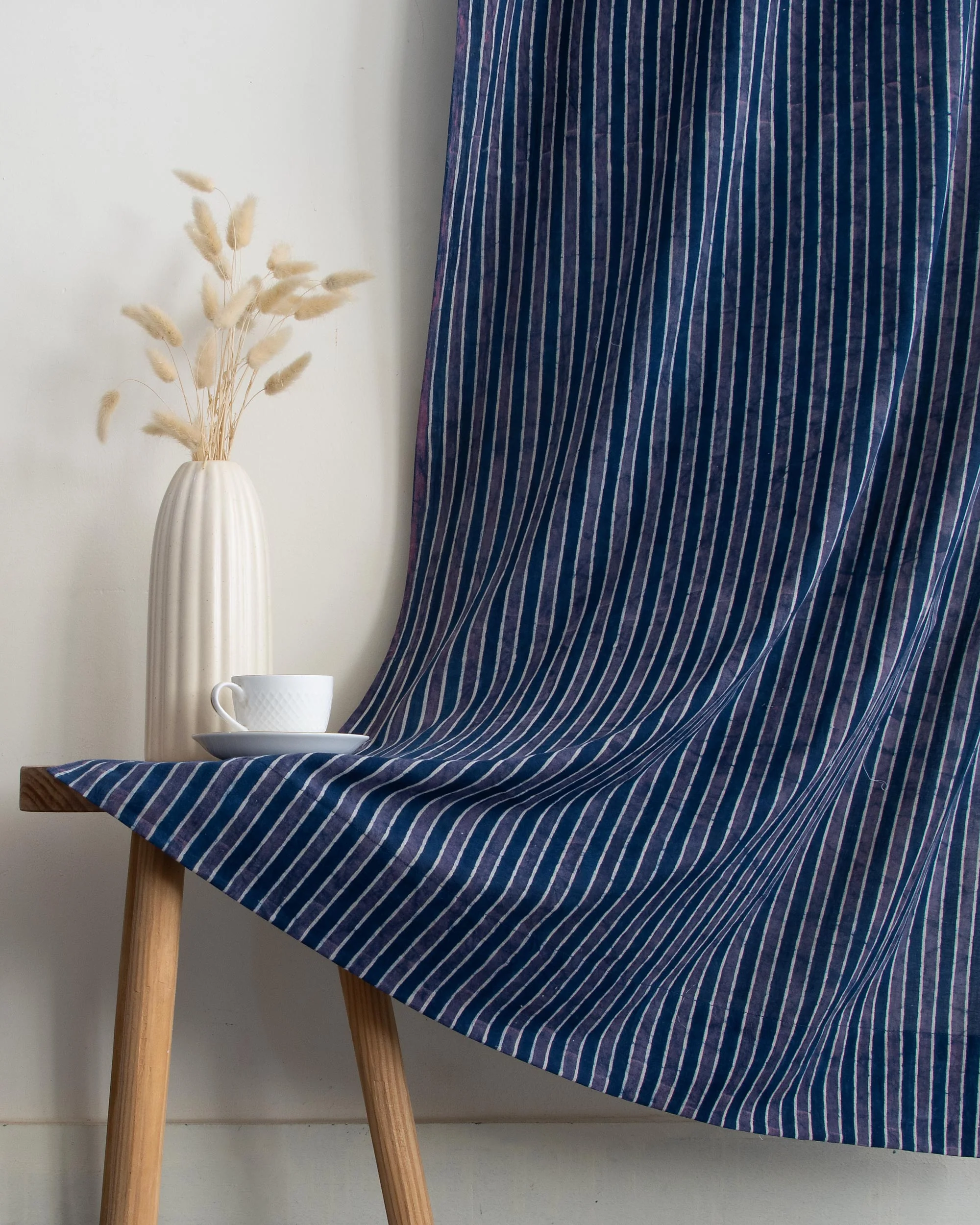Striped Block Printed Pure Cotton Curtains for Home Decor - Image 4