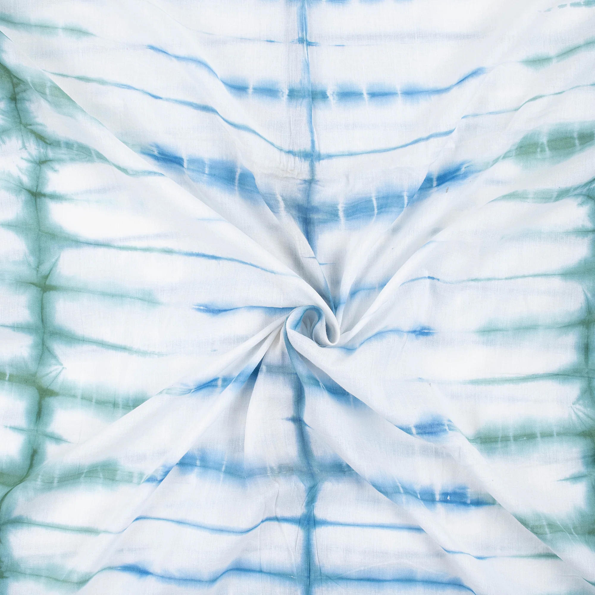 Striped Blue Cotton Tie Dye Shibori Fabric - Image 4