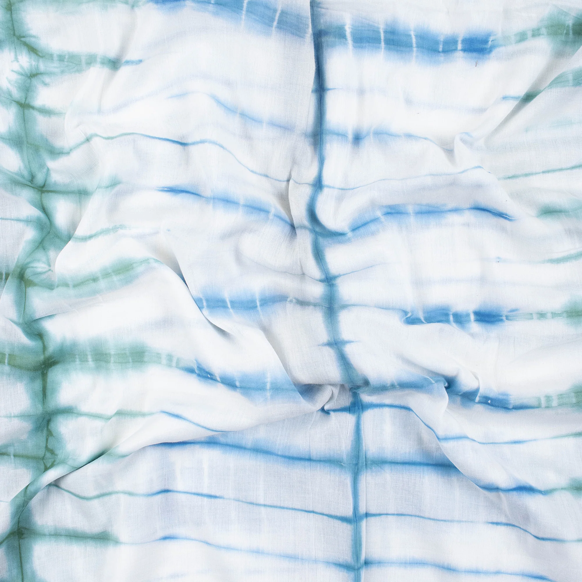 Striped Blue Cotton Tie Dye Shibori Fabric - Image 5