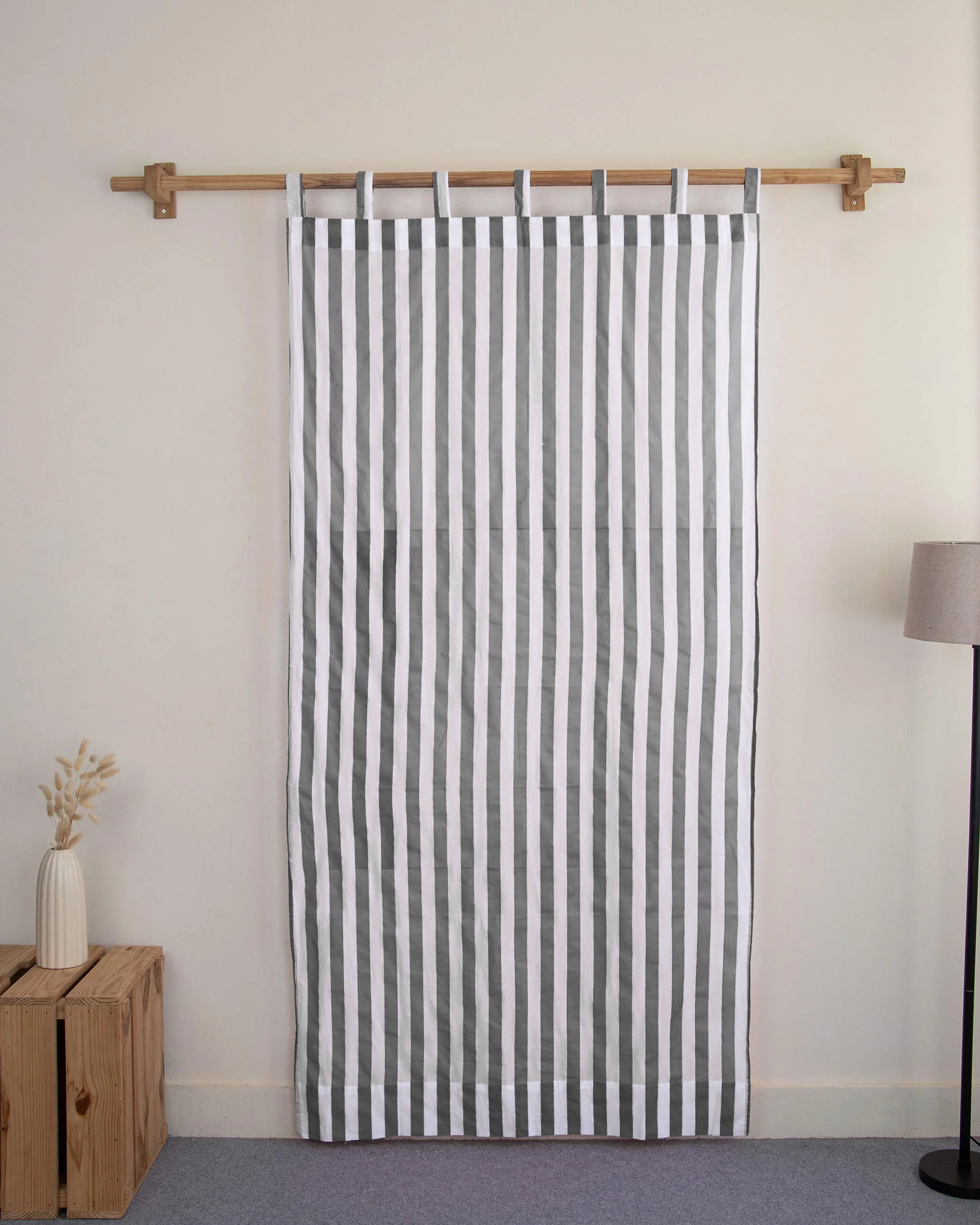 Shop Striped Organic Cotton Block Print Curtains - Image 4
