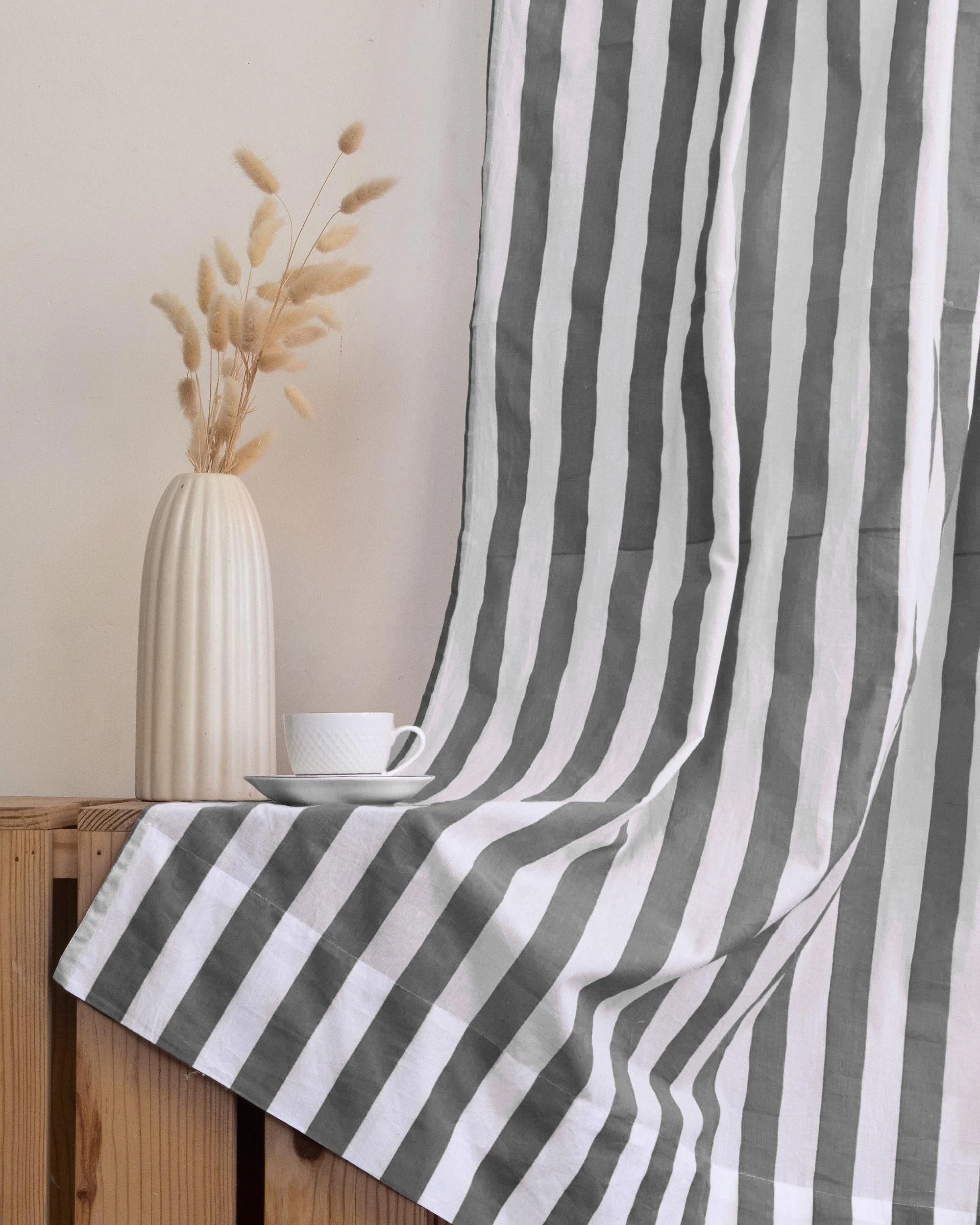 Shop Striped Organic Cotton Block Print Curtains - Image 5
