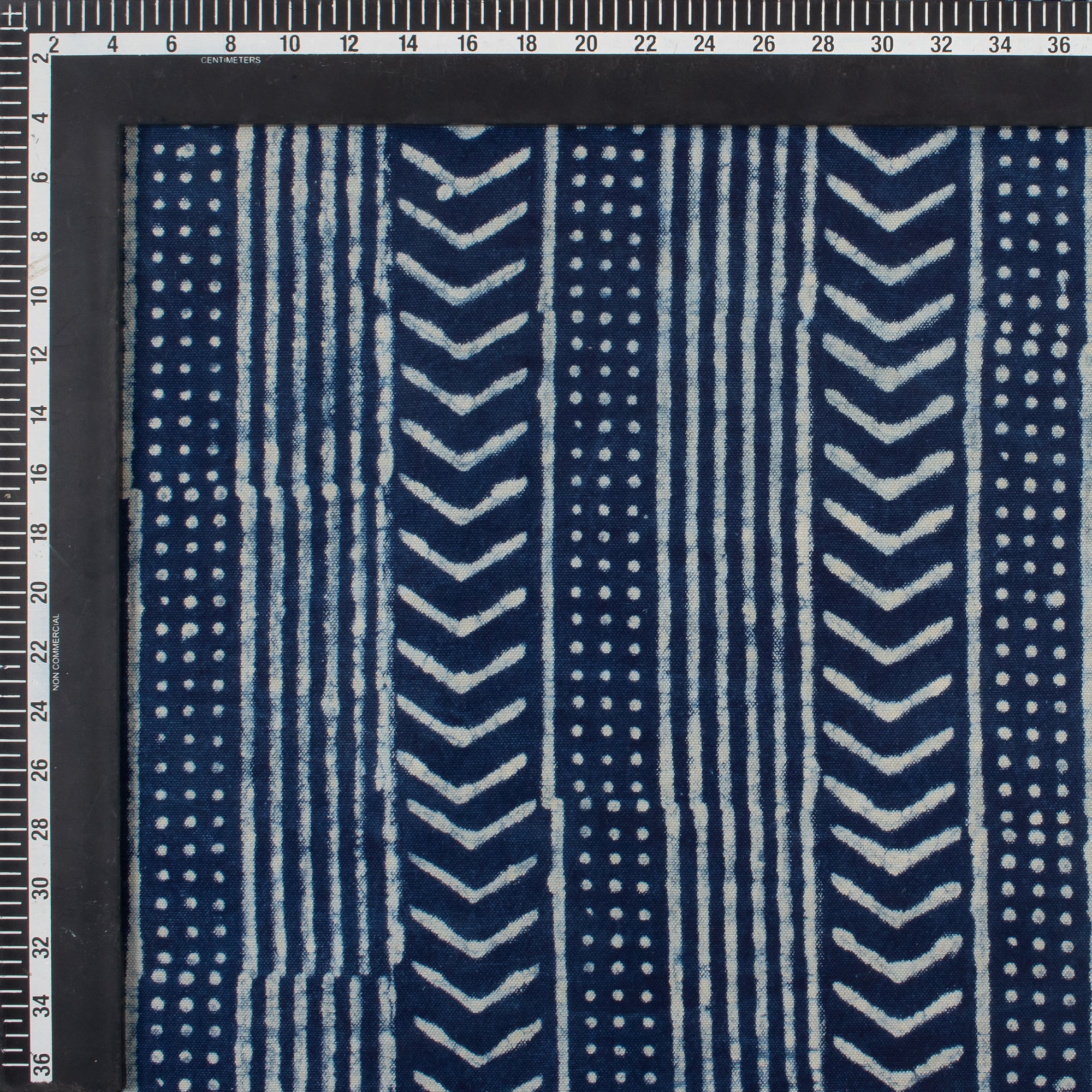 Hand Block Striped Printed Indigo Blue Cotton Canvas Kaftan Fabric - Image 5