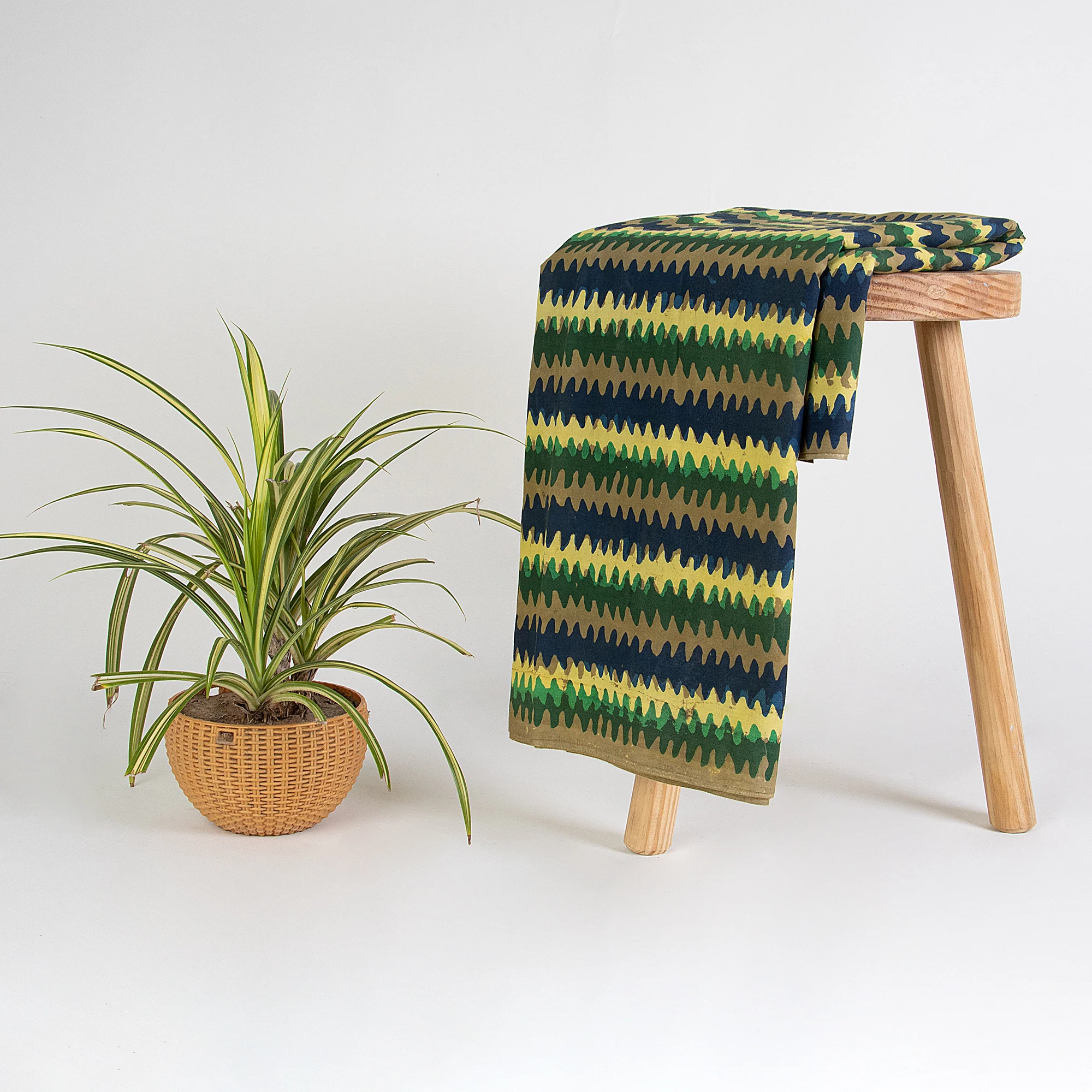 Stripes Hand Block Print Cotton Dabu Fabric - Image 6