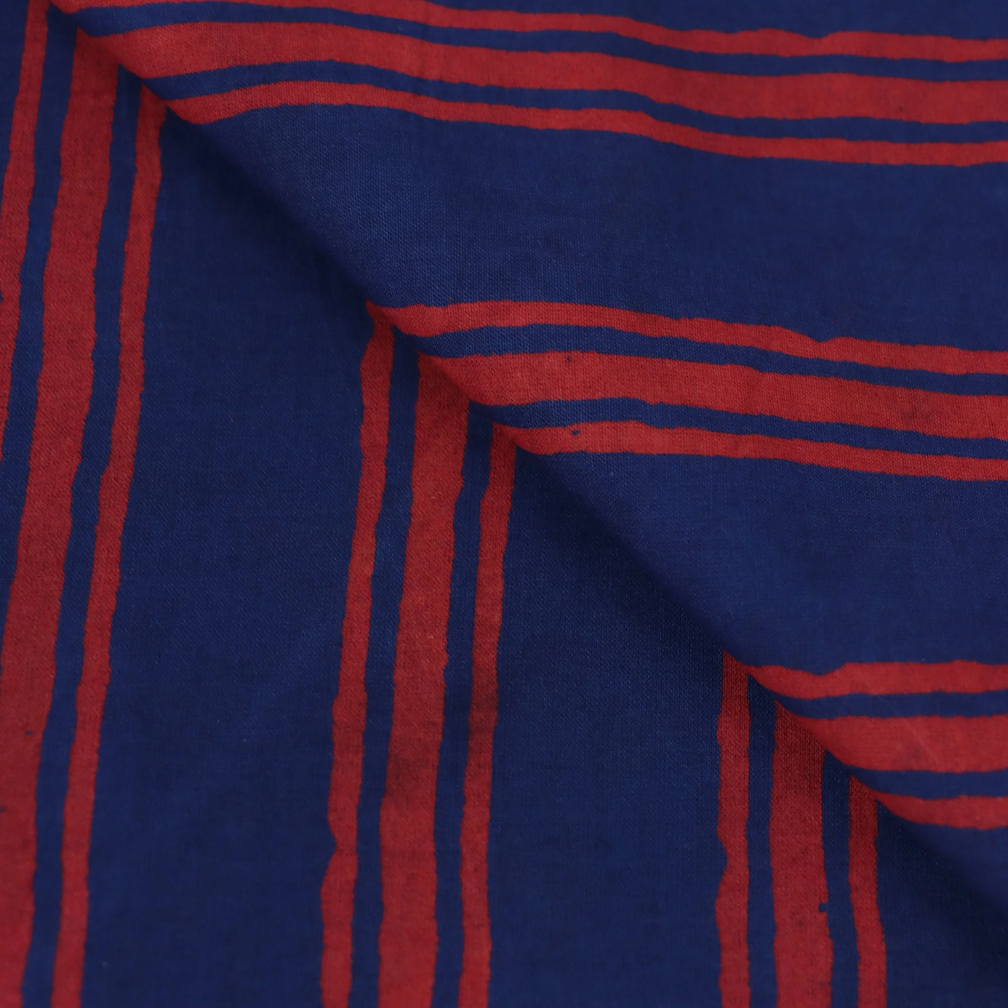 Stripes Hand Block Printed Cotton Dabu Fabric - Image 3