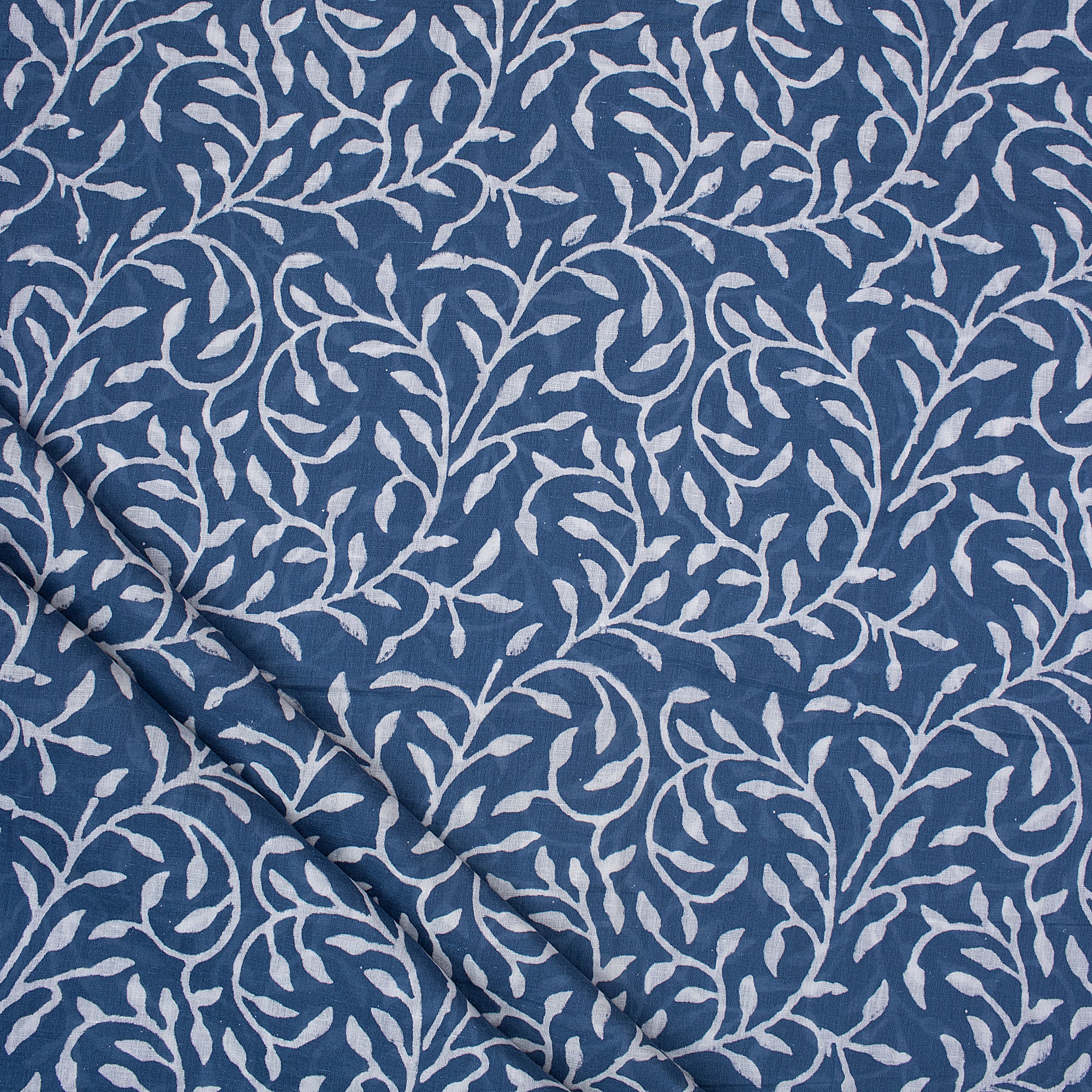 Stunning Indigo Blue Pure Cotton Hand Block Print Fabric - Image 2