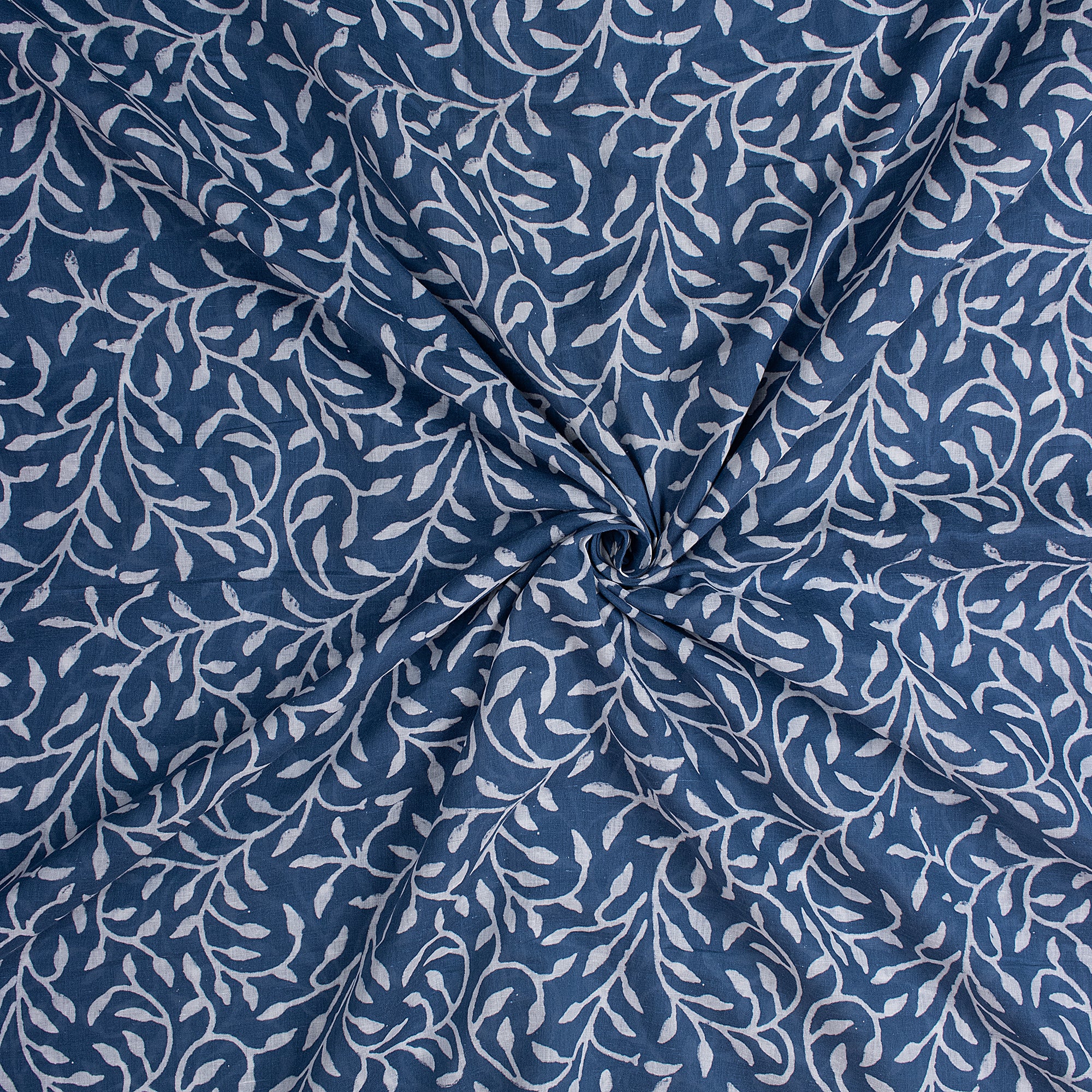 Stunning Indigo Blue Pure Cotton Hand Block Print Fabric - Image 5
