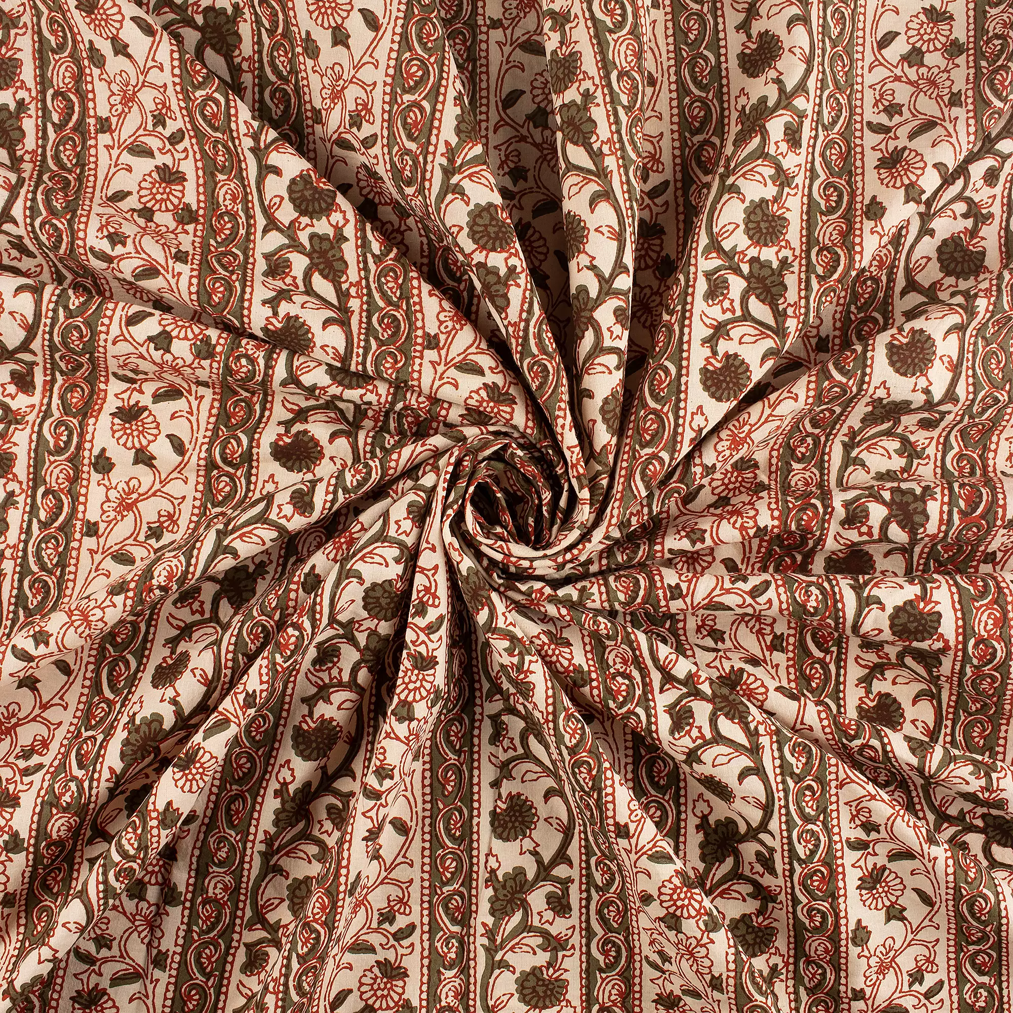 Bagru Printed Floral Fabric by the Yard - Image 3