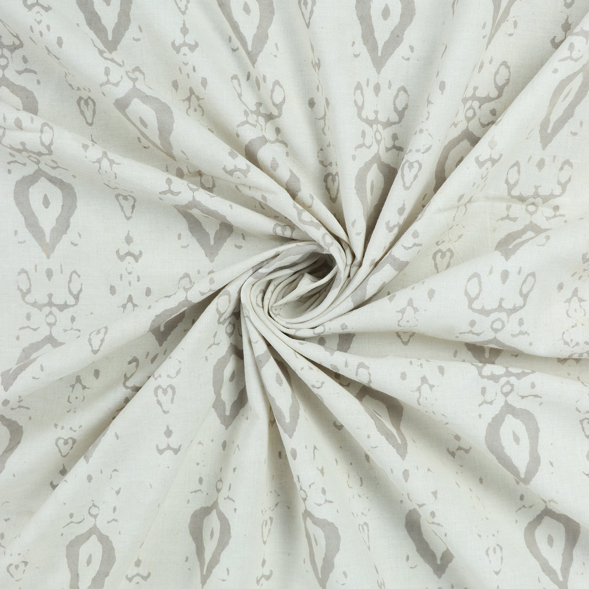 Stylish Gray Leaf Kashish Hand Block Print Fabric - Image 2