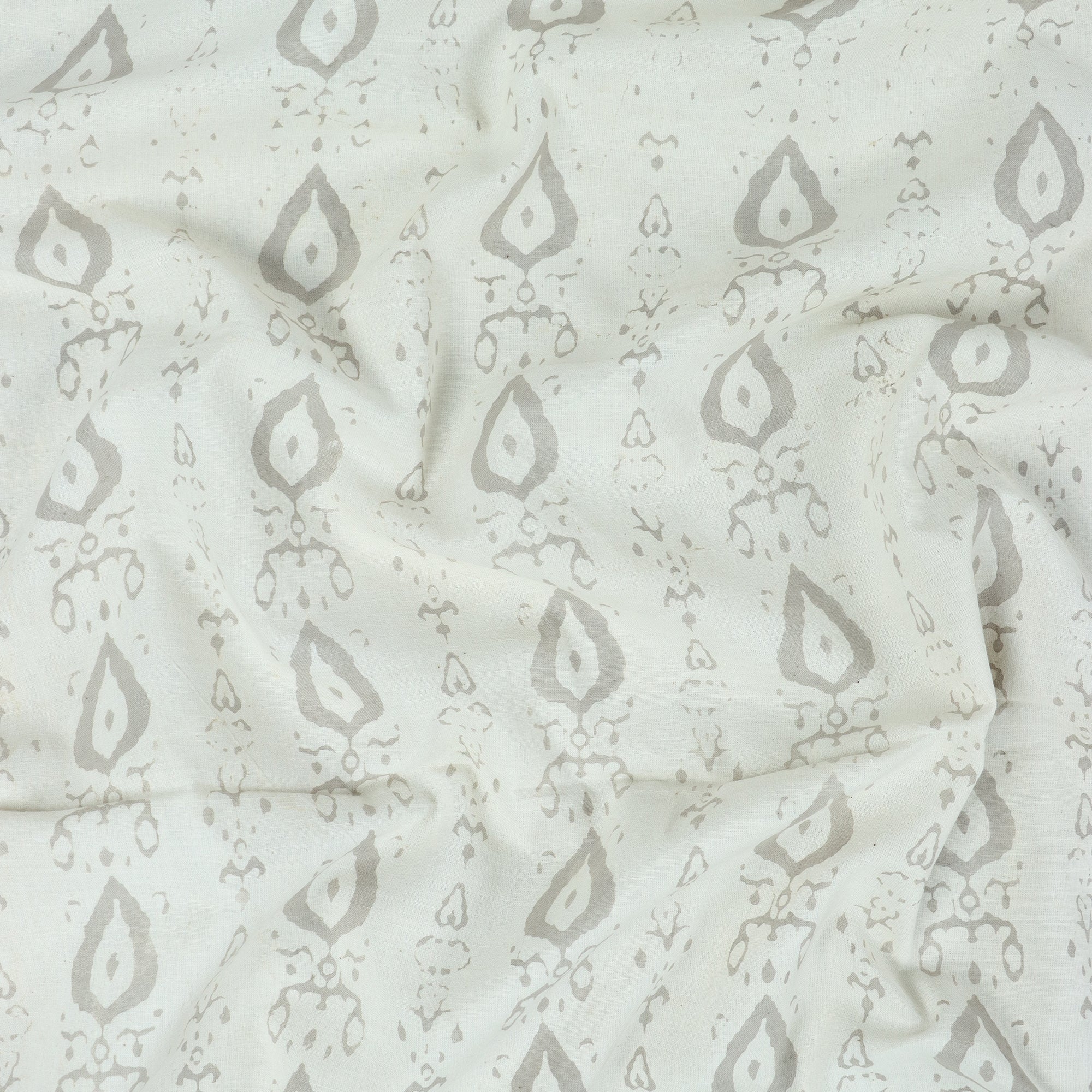 Stylish Gray Leaf Kashish Hand Block Print Fabric - Image 3
