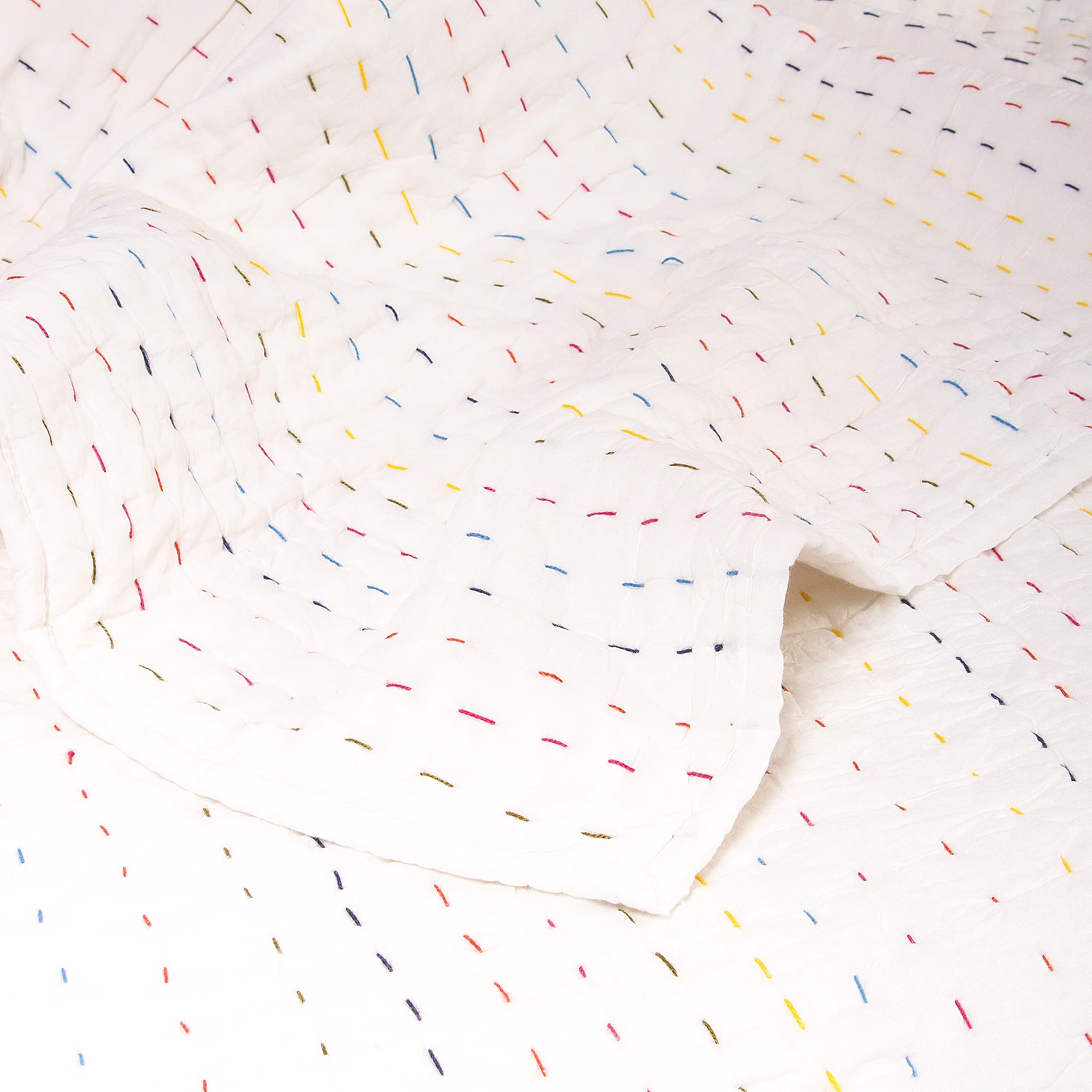 Stylish Hand Stitched Cotton Kantha Quilt Blanket - Image 6