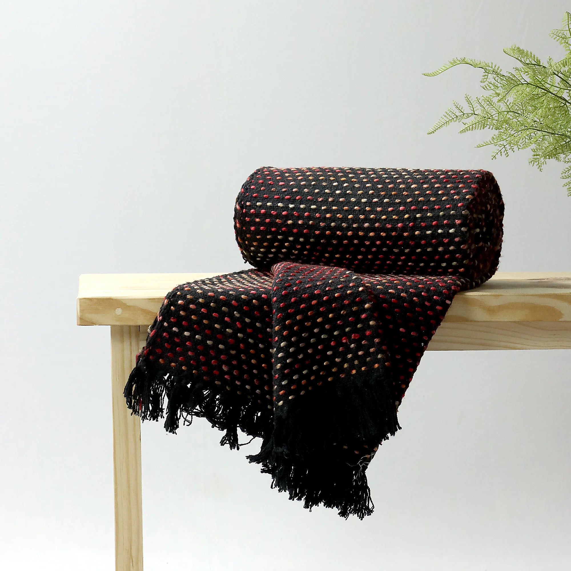 Stylish Handmade Woven Cotton Reversible Sofa Throw Blanket - Image 3