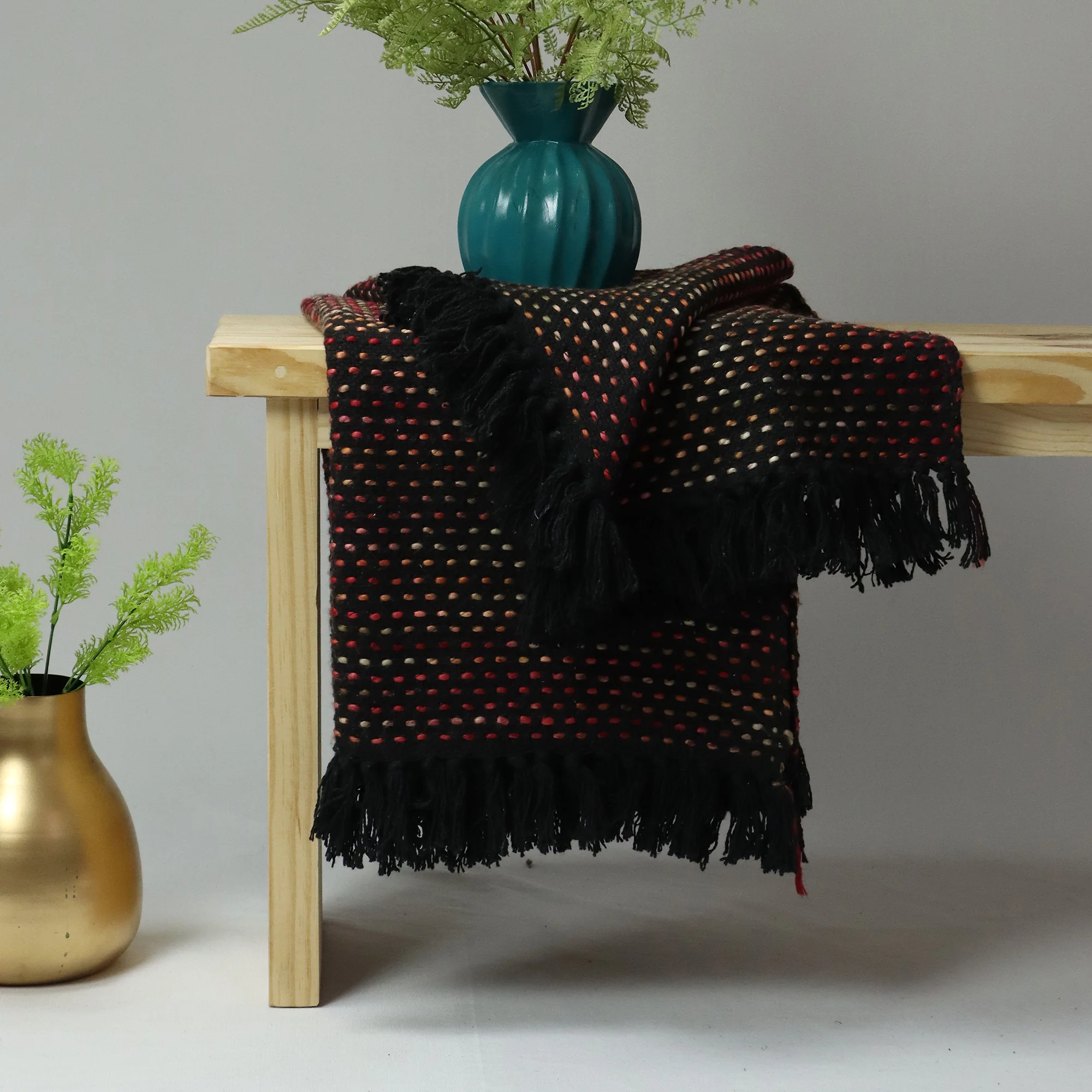 Stylish Handmade Woven Cotton Reversible Sofa Throw Blanket - Image 5