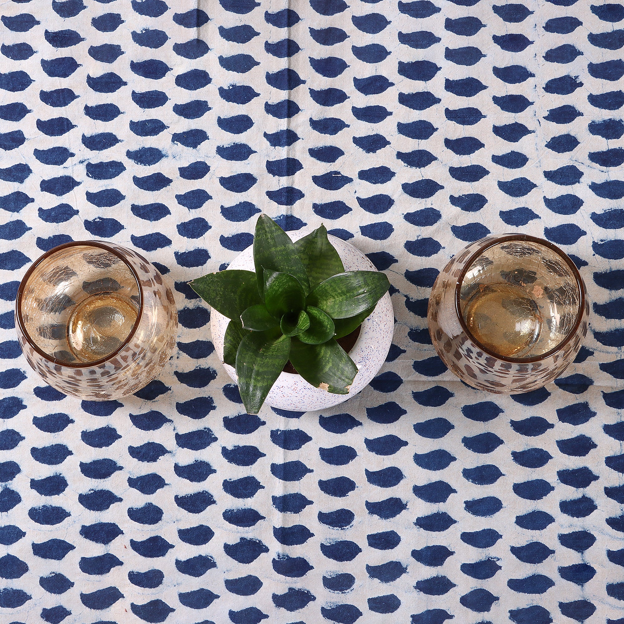 Stylish Leaf Hand Block Printed Dining Table Cover Cloth - Image 2