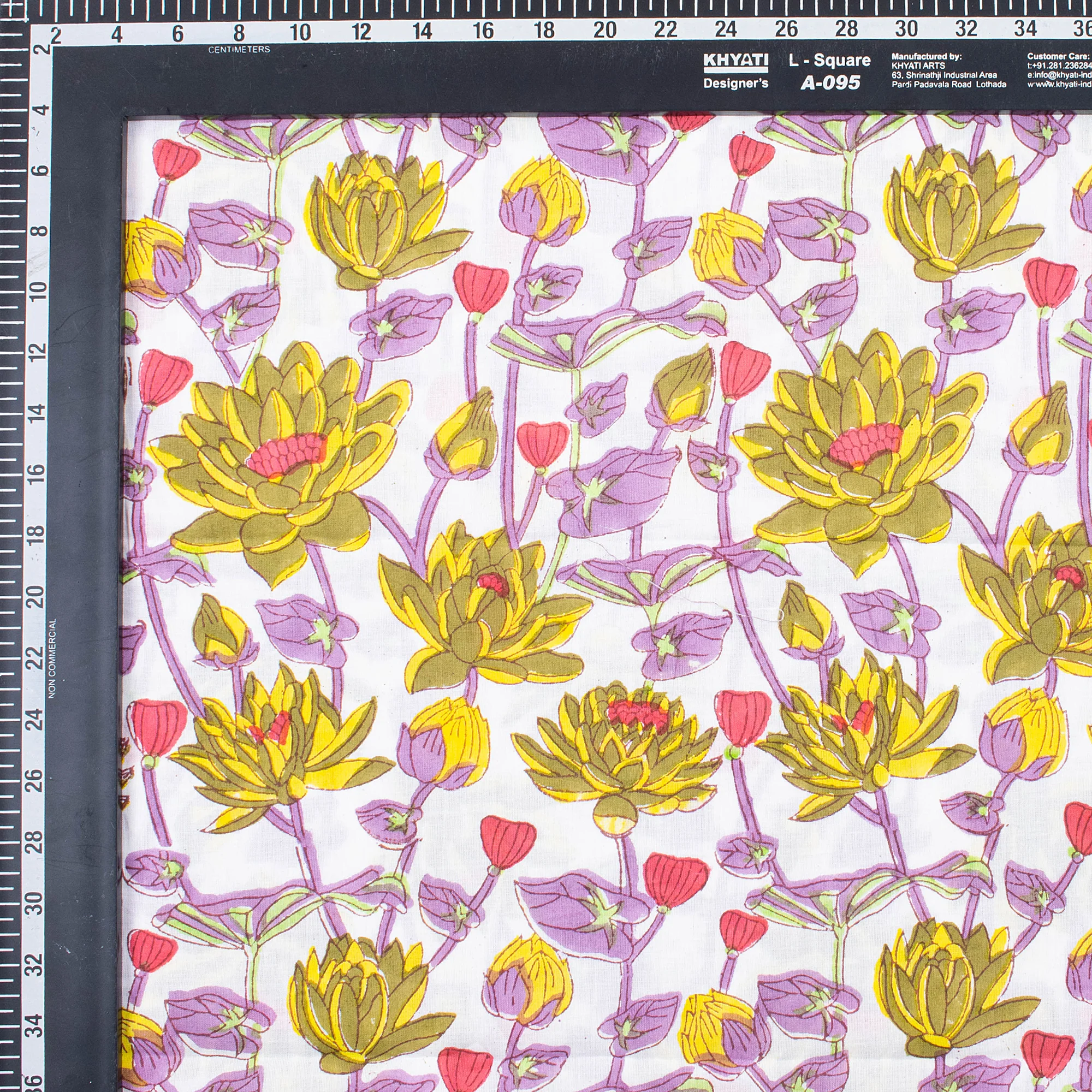 Stylish Multi Floral Hand Block Printed Cotton Fabric - Image 3
