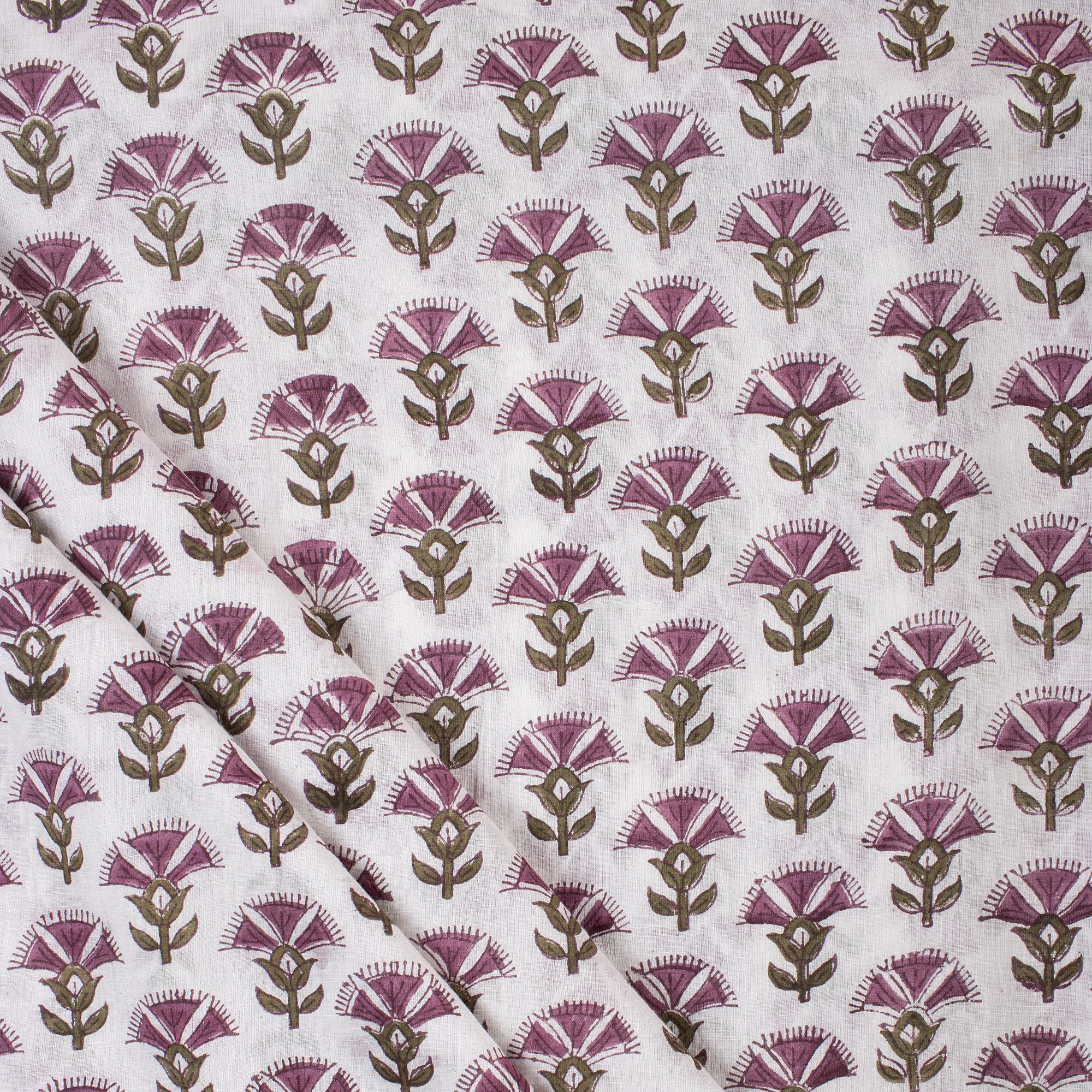 Stylish Floral Hand Blocked Pure Cotton Fabric