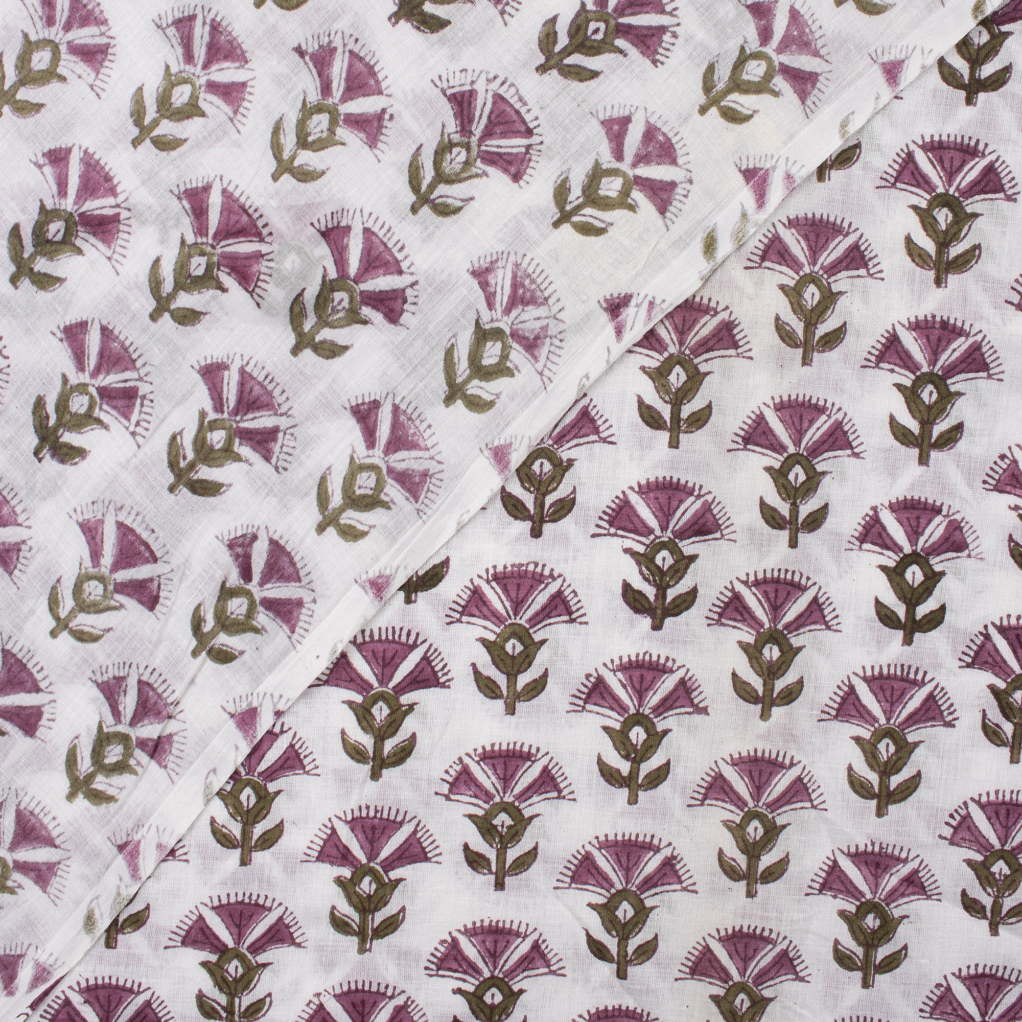 Stylish Floral Hand Blocked Pure Cotton Fabric - Image 3