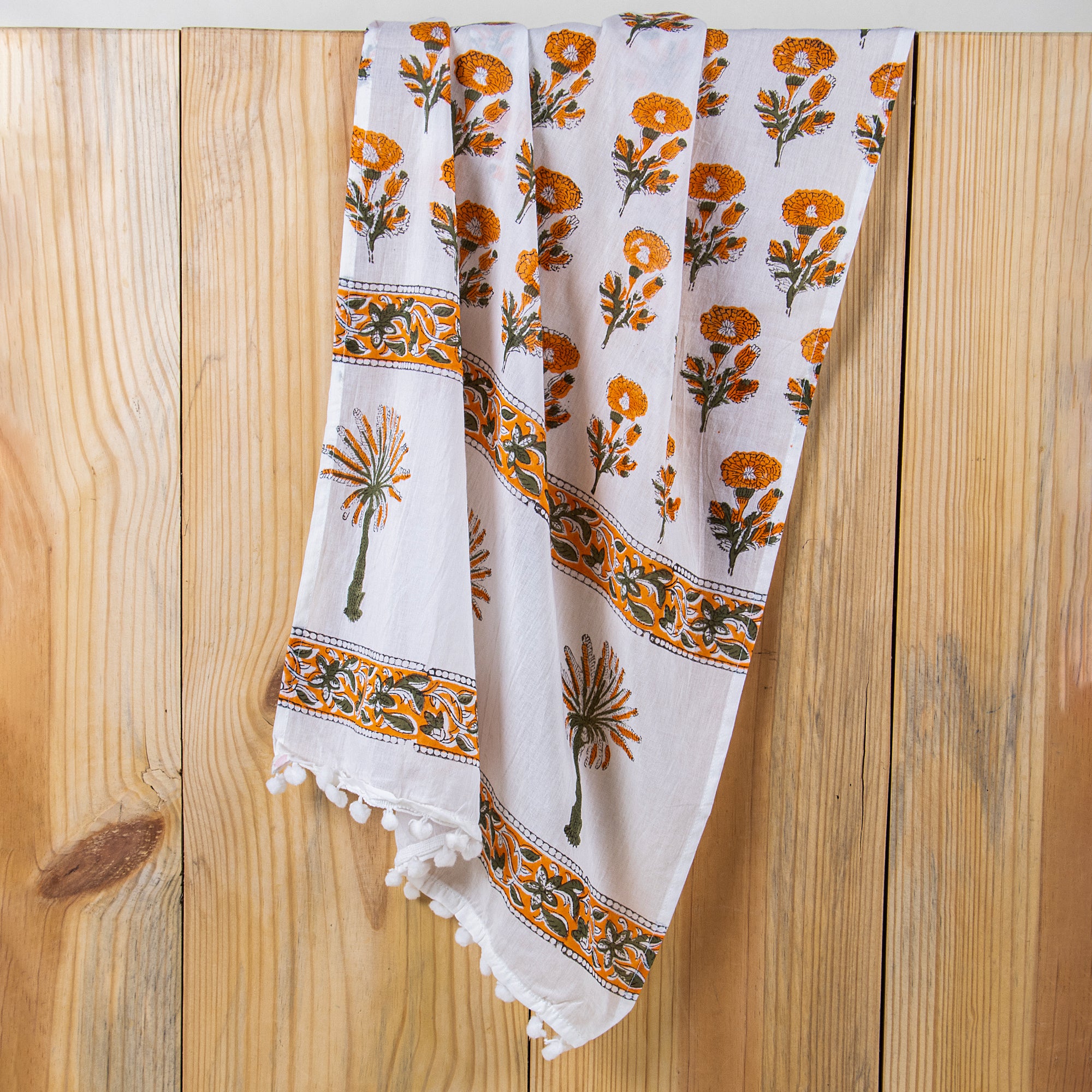 Palm Tree Hand Block Print Soft Women's Cotton Scarfs - Image 5