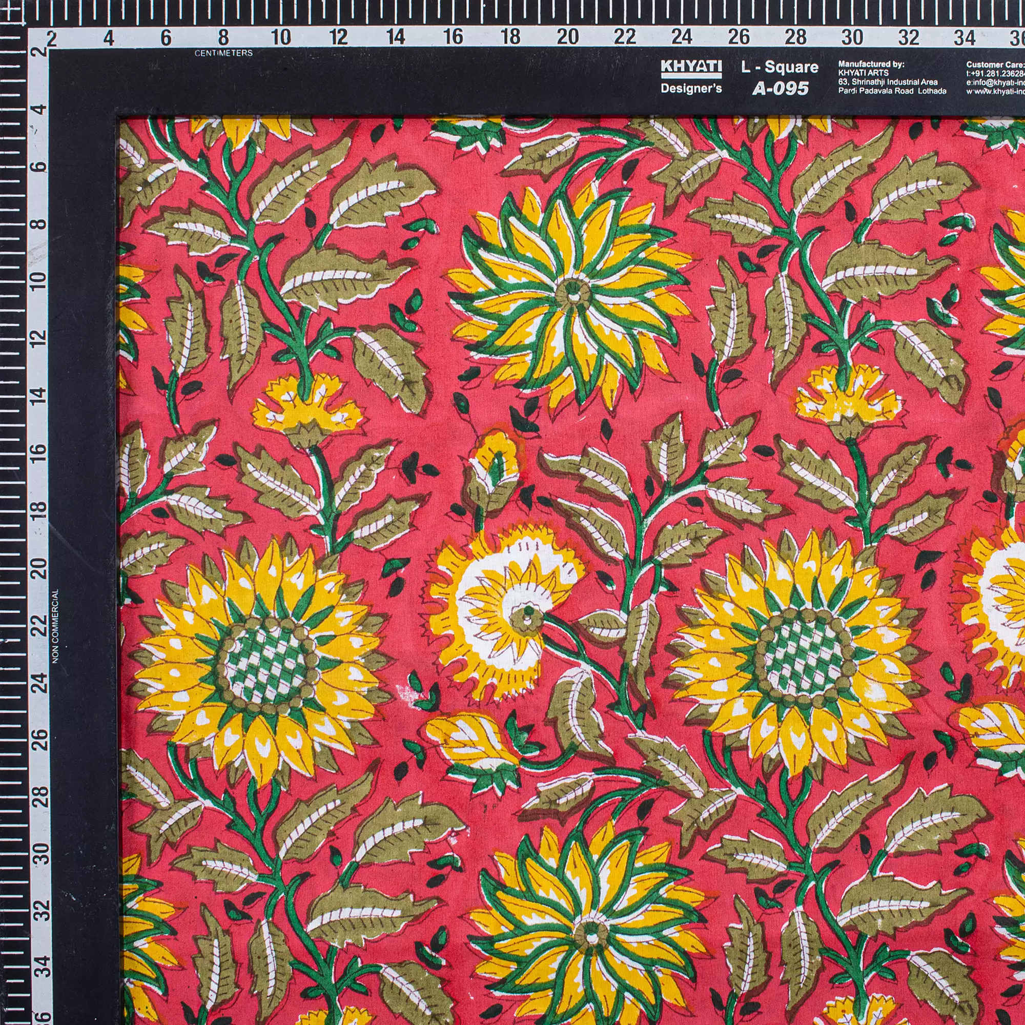 Sunflower Hand Block Printed Fabric for Dress - Image 3