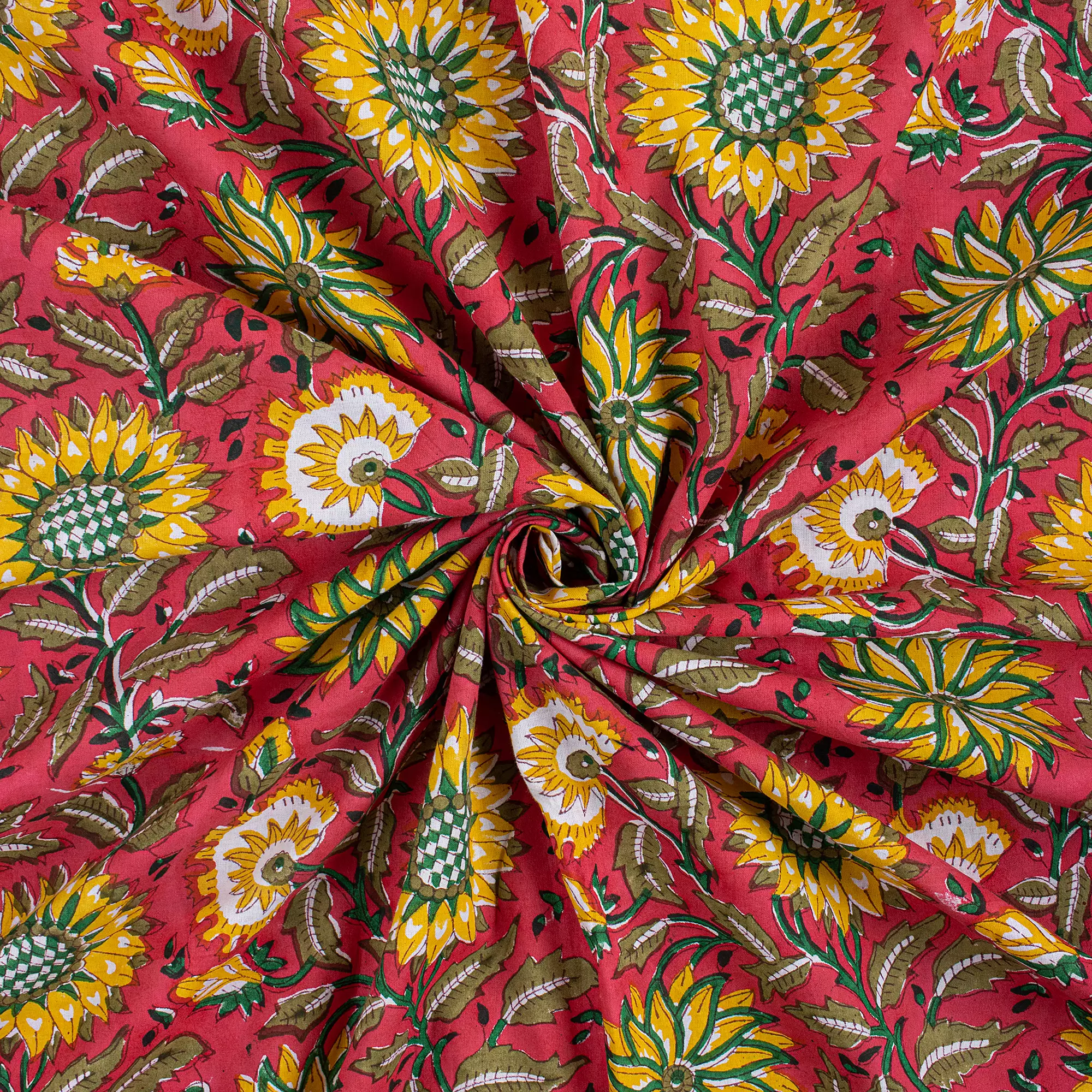 Sunflower Hand Block Printed Fabric for Dress - Image 4