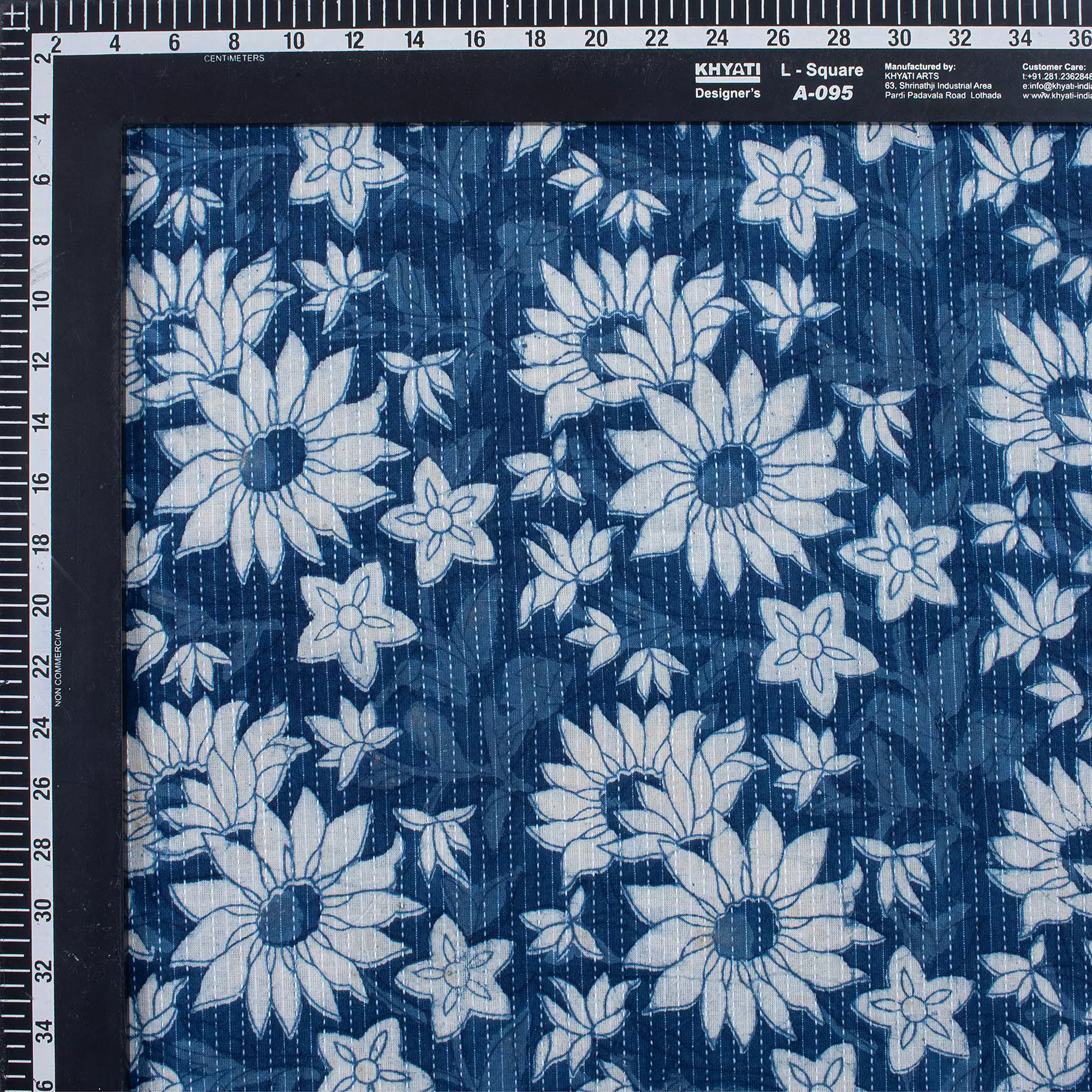 Sunflower Print Cotton Kantha Running Fabric For Dress - Image 3