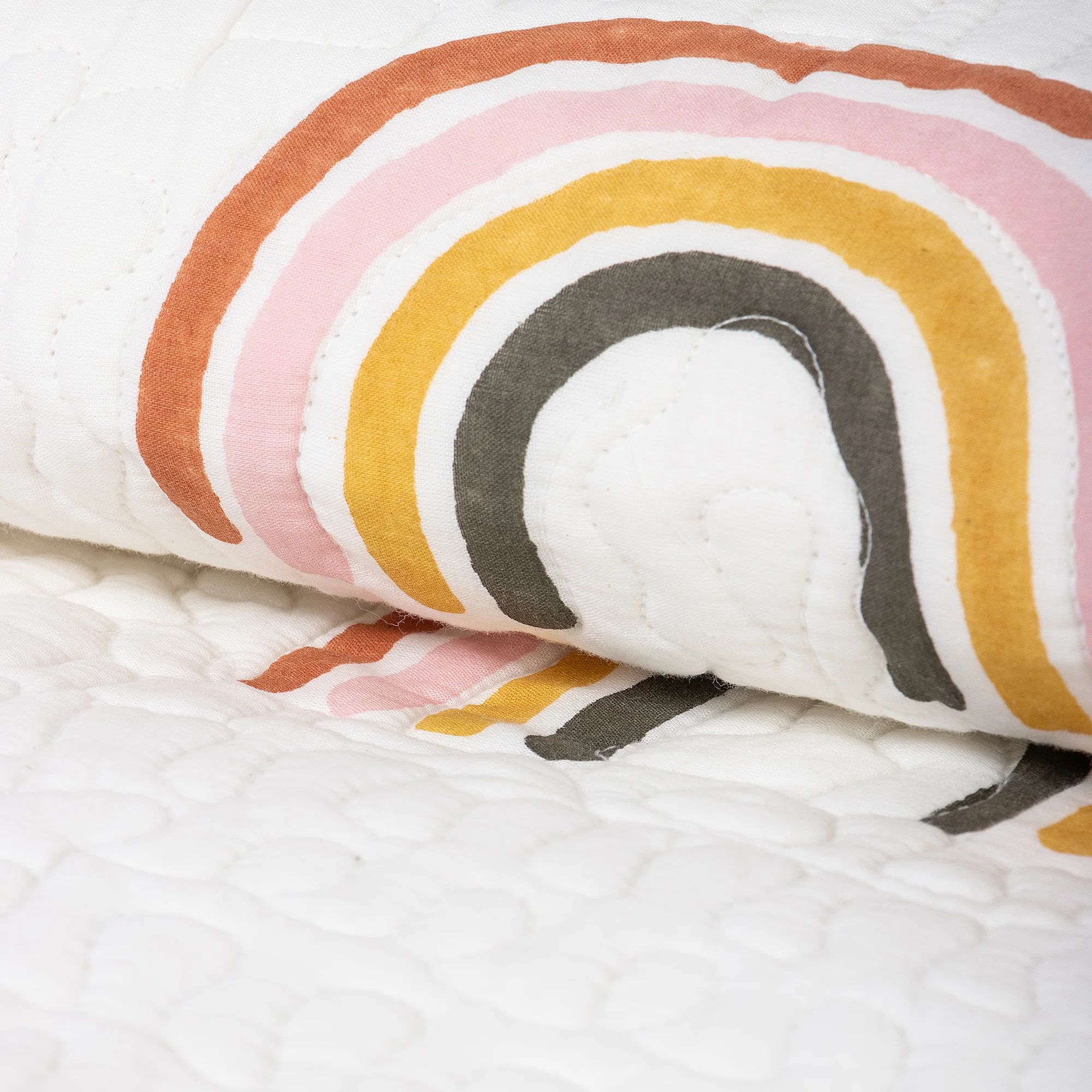 Designer Rainbow Block Printed Pure Cotton Machine Quilts - Image 4