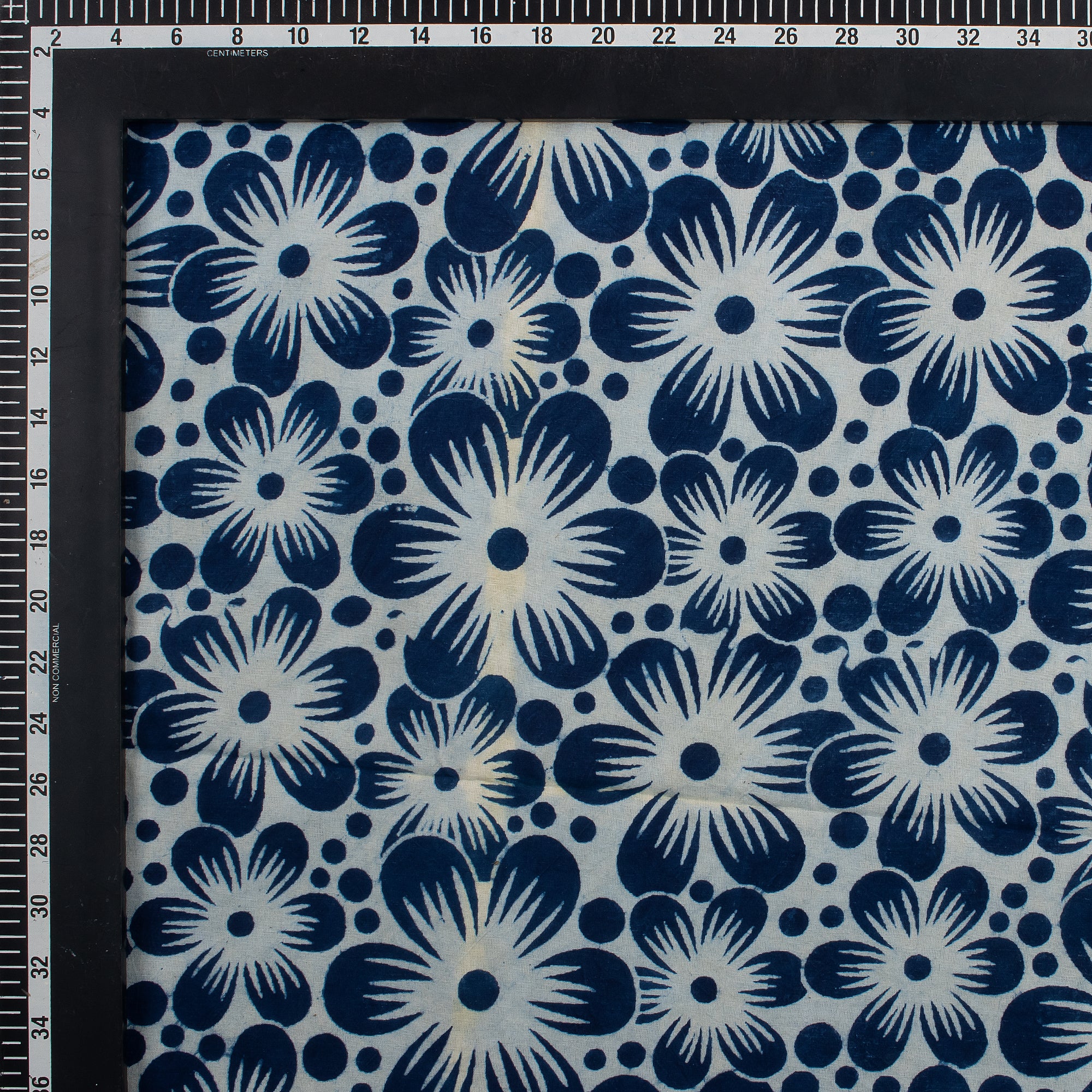 Sustainable Floral Printed Indigo Blue Fabric - Image 2