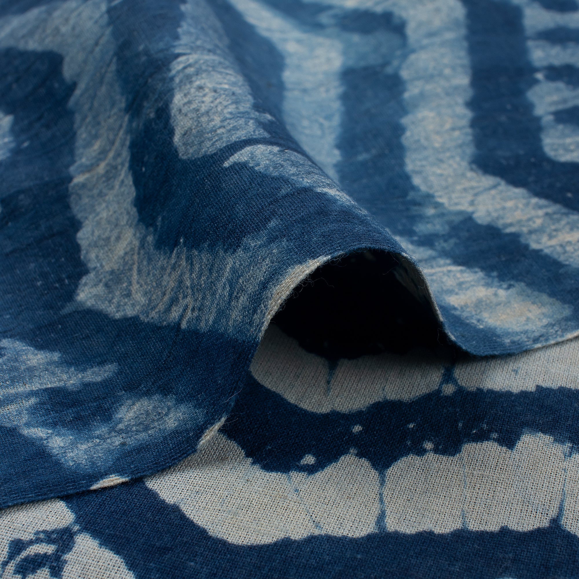Zig Zag Indigo Blue Hand Block Printed Textile Fabric - Image 4