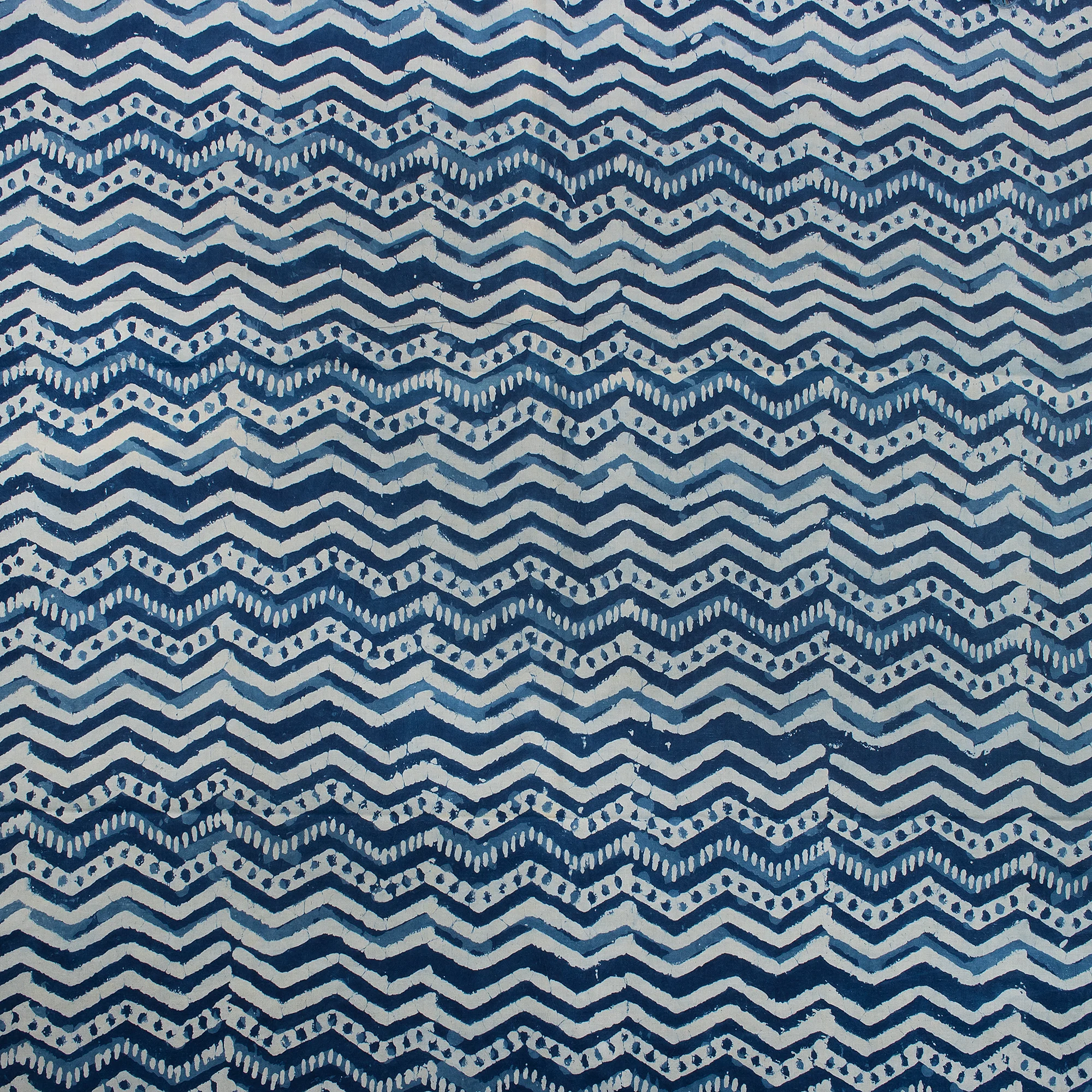 Zig Zag Indigo Blue Hand Block Printed Textile Fabric - Image 5
