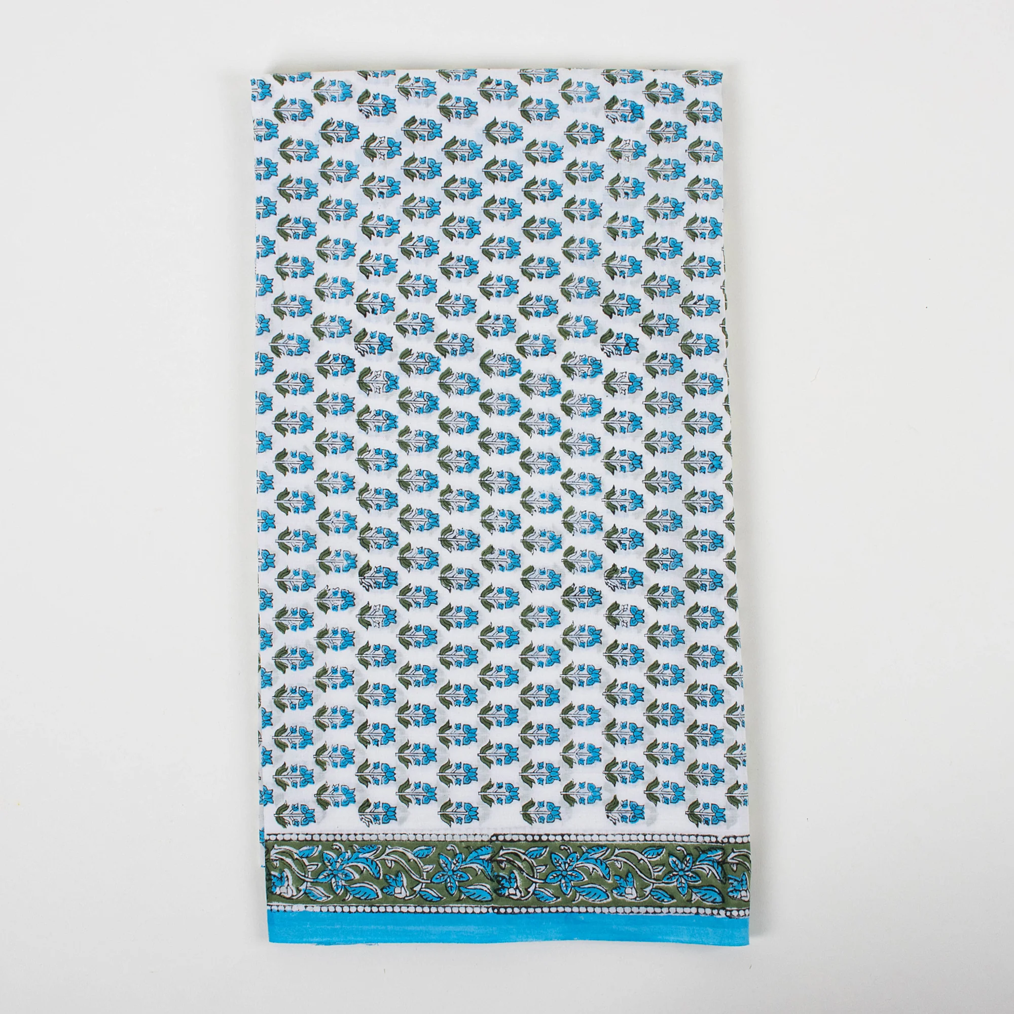 Hand Block Sky Blue Rangoli Printed 100% Cotton 3PC Suit Set Cotton Dupatta - Image 4