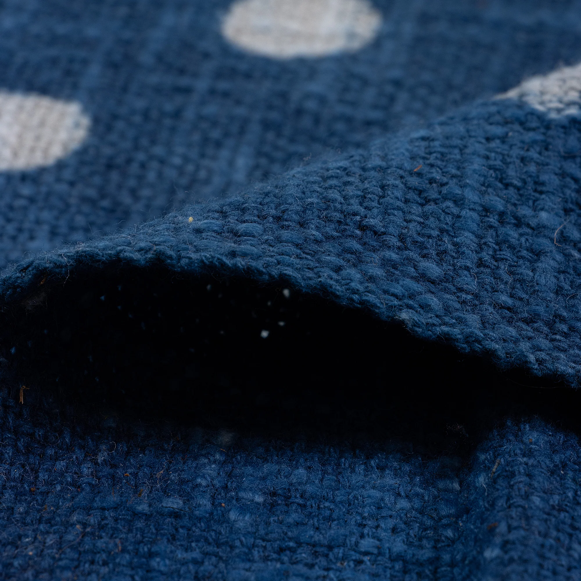 Blue Polka Dots Block Printed Cotton Throw Blanket - Image 6
