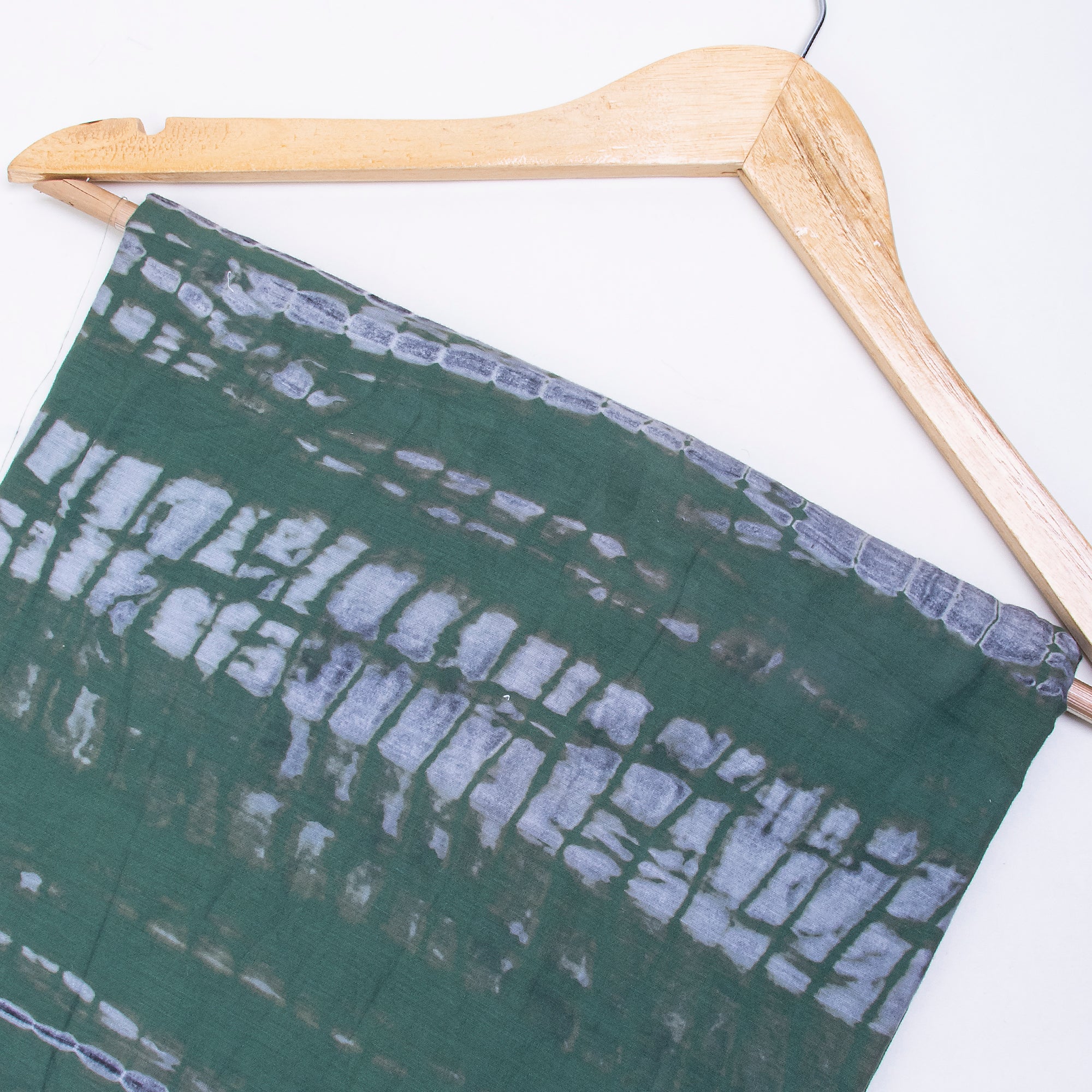 Dark Green Tie Dye Indian Handmade Cotton Quilted Fabric Cloths - Image 3