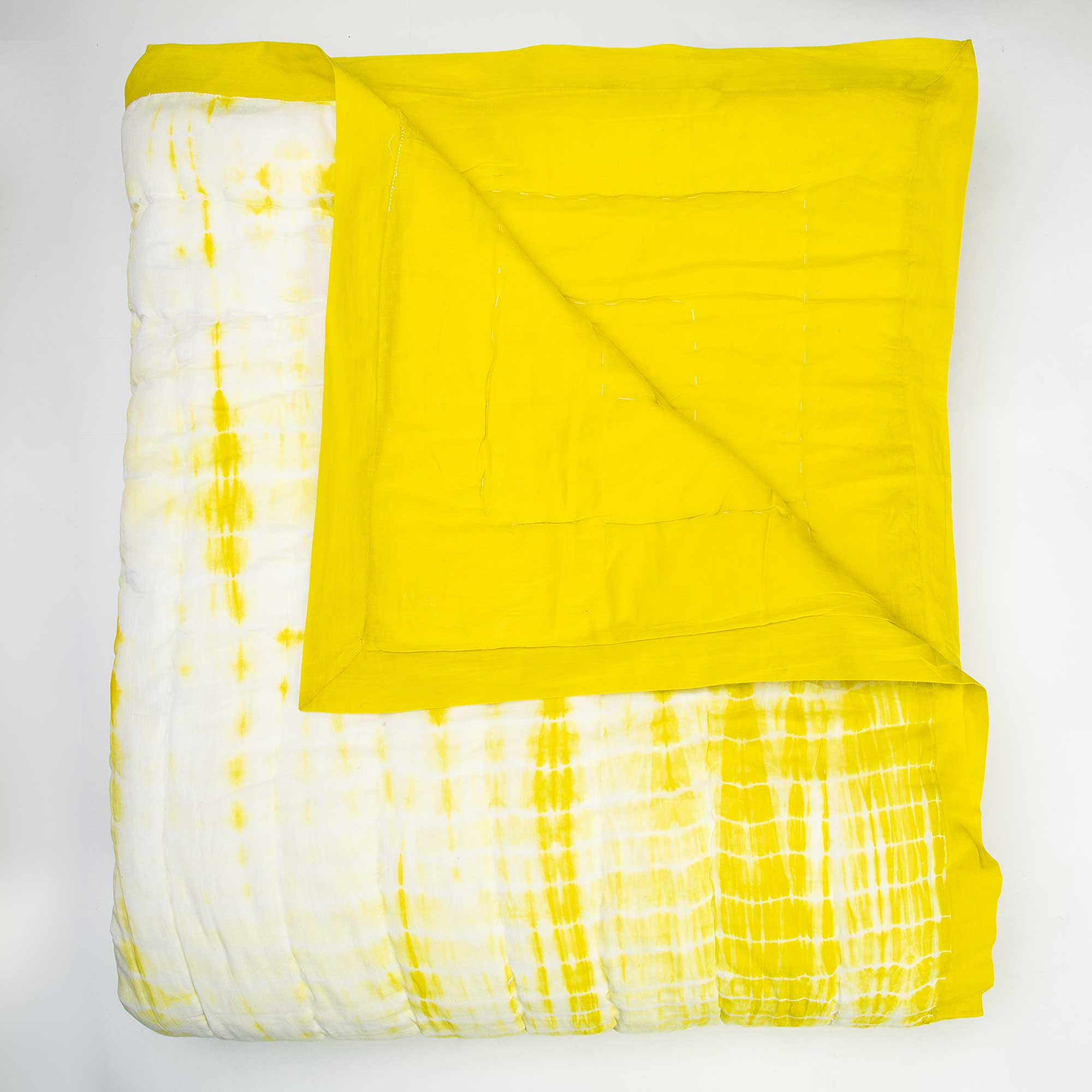 Home Decor Yellow Tie Dye Jaipuri Cotton Blankets - Image 3