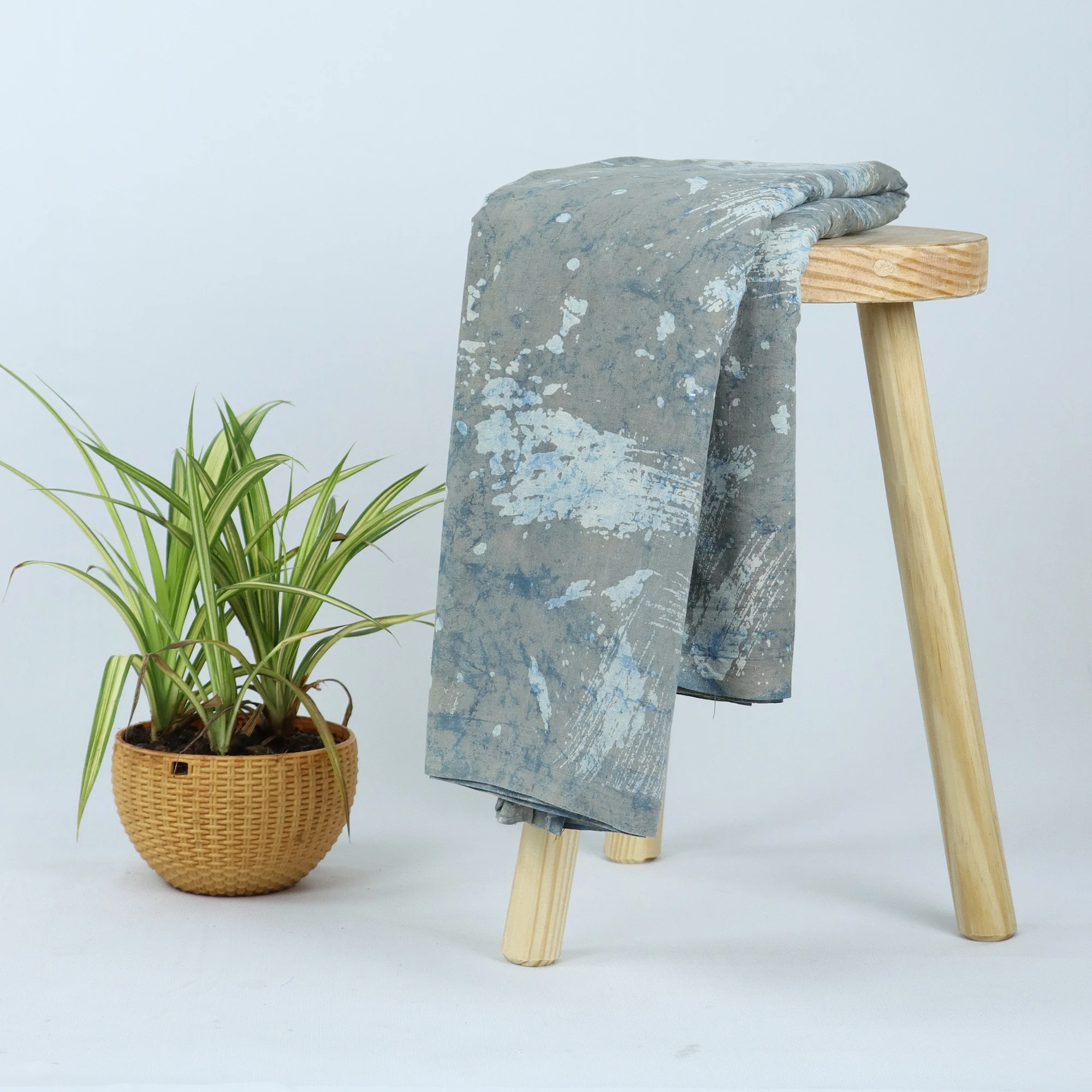 Gray Natural Hand Dyed Pure Cotton Kashish Fabric for Napkin - Image 2