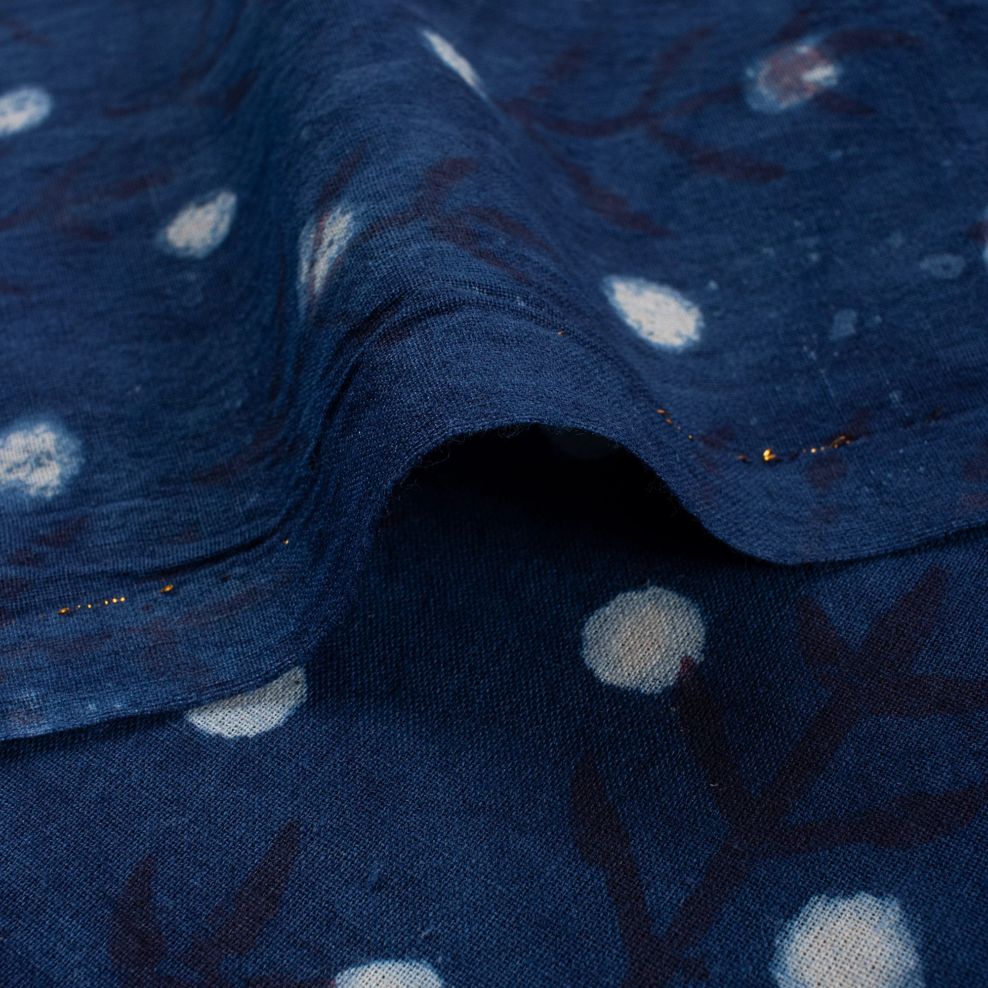 Traditional Indigo Blue Cotton Fabric - Image 4