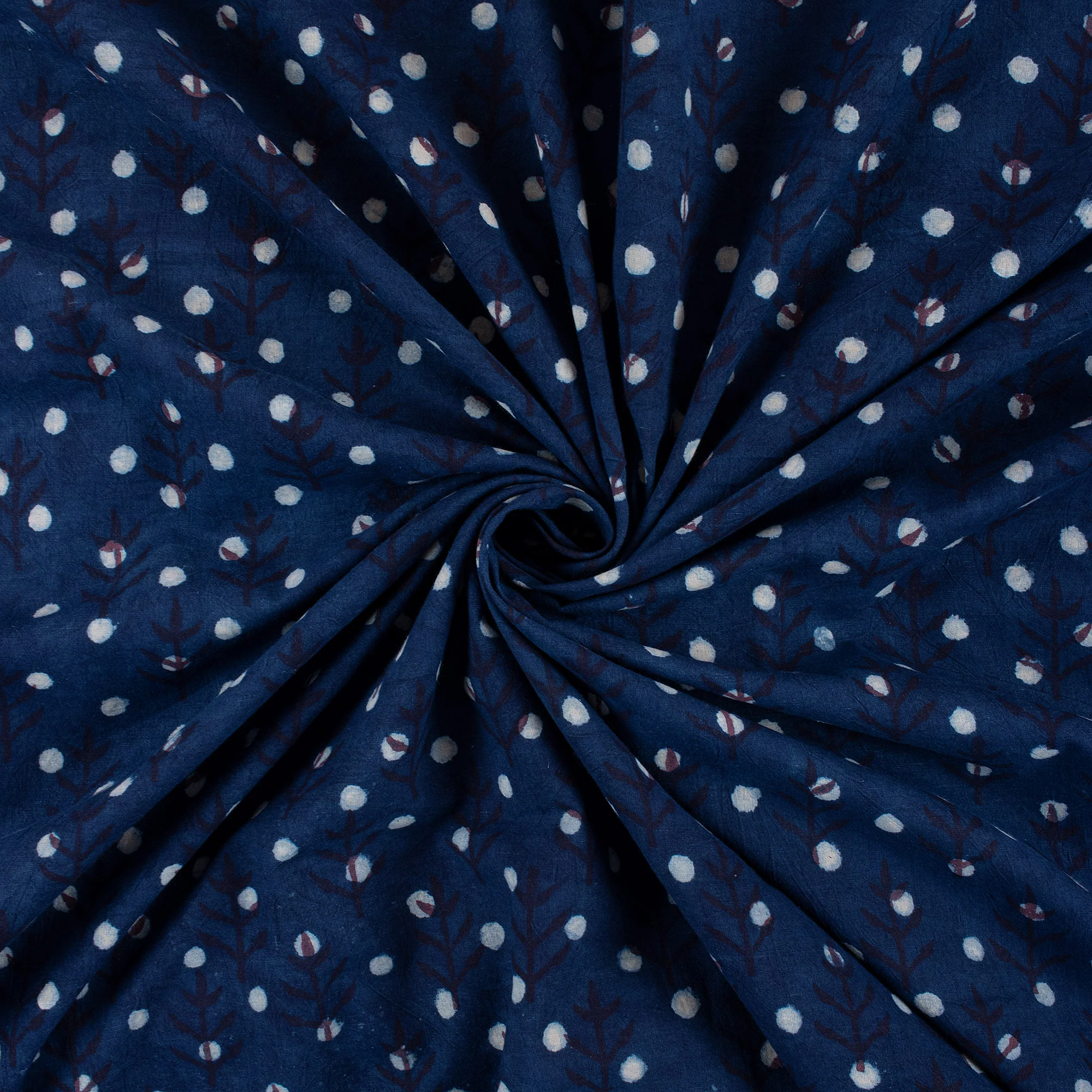 Traditional Indigo Blue Cotton Fabric - Image 5