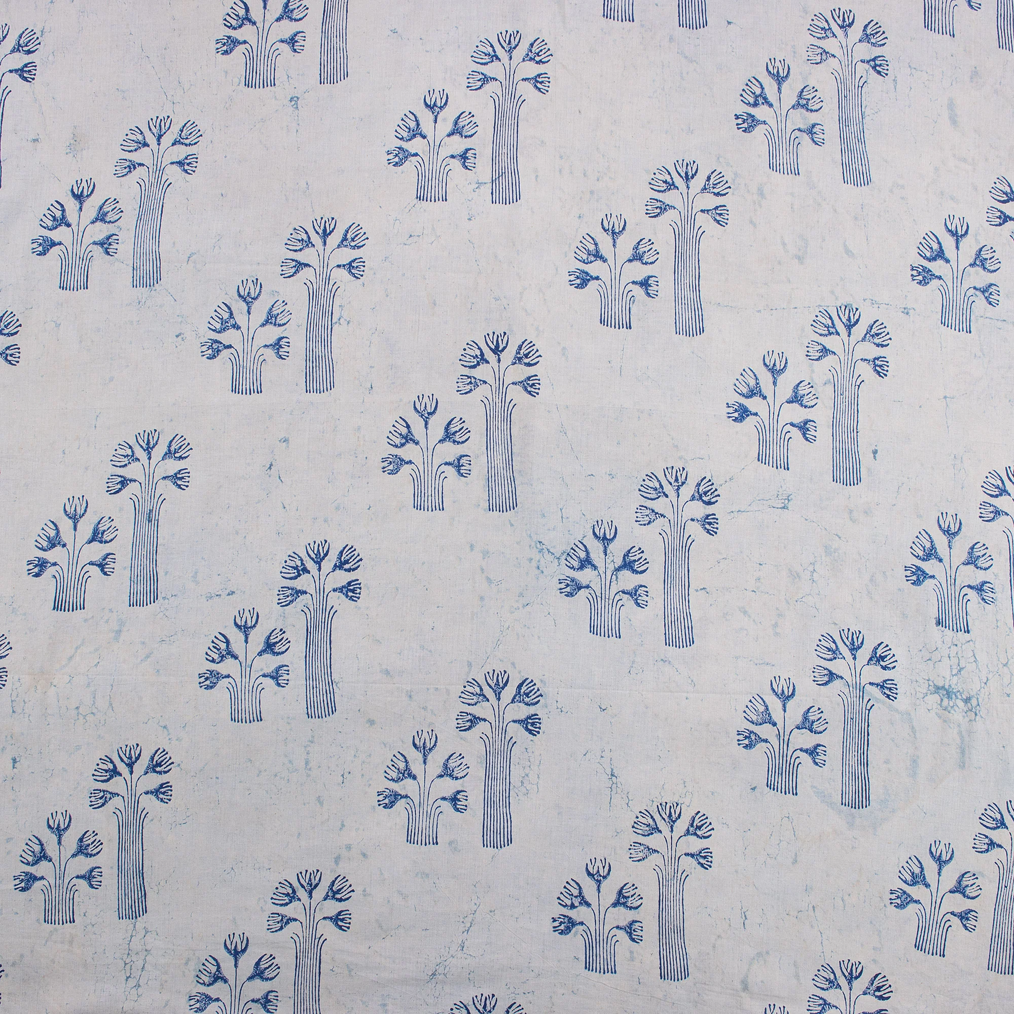 Tree Hand Block Print Indigo Fabric - Image 3
